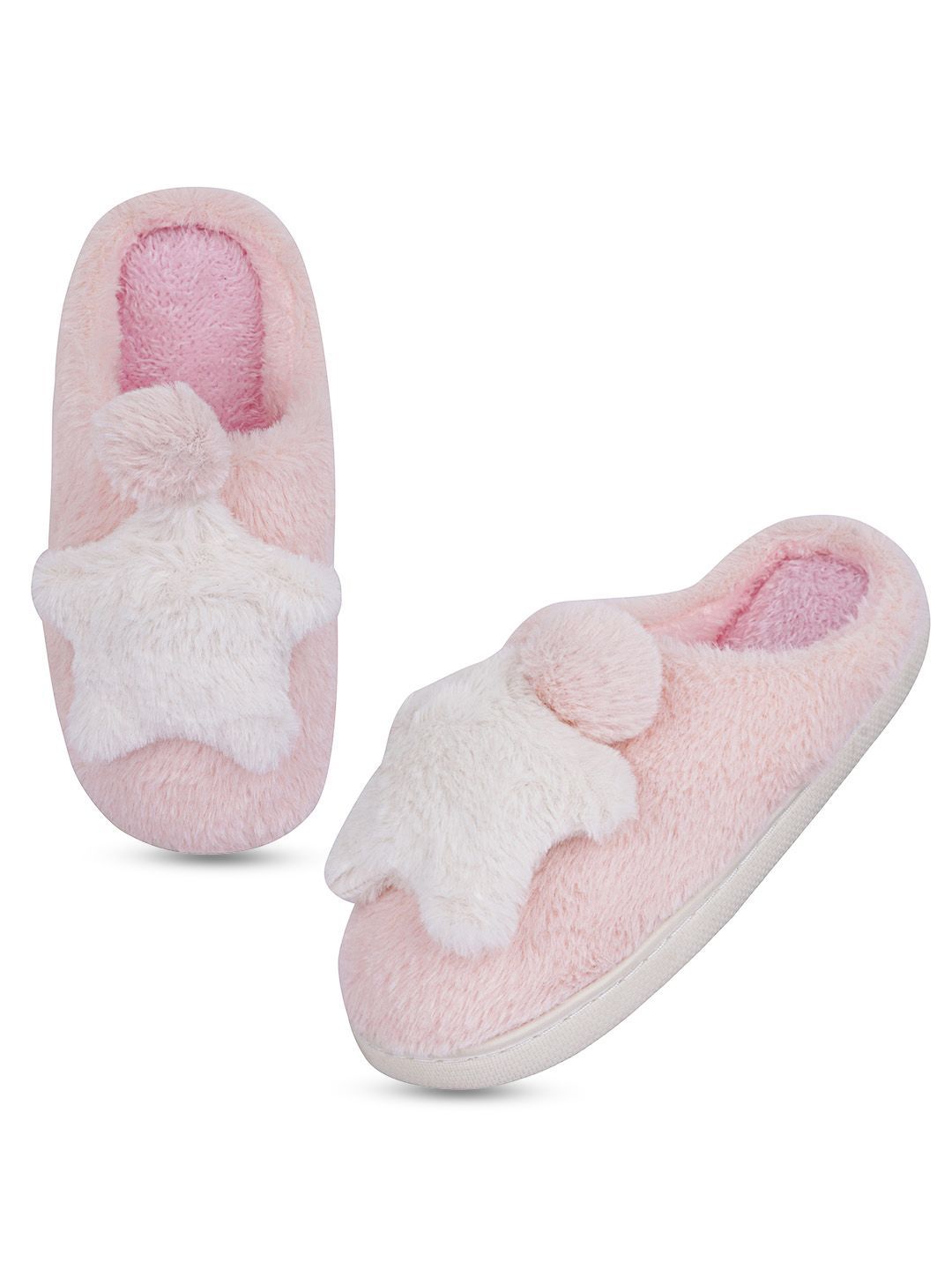 Miscreef Women Star Design Warm Fur Room Slippers