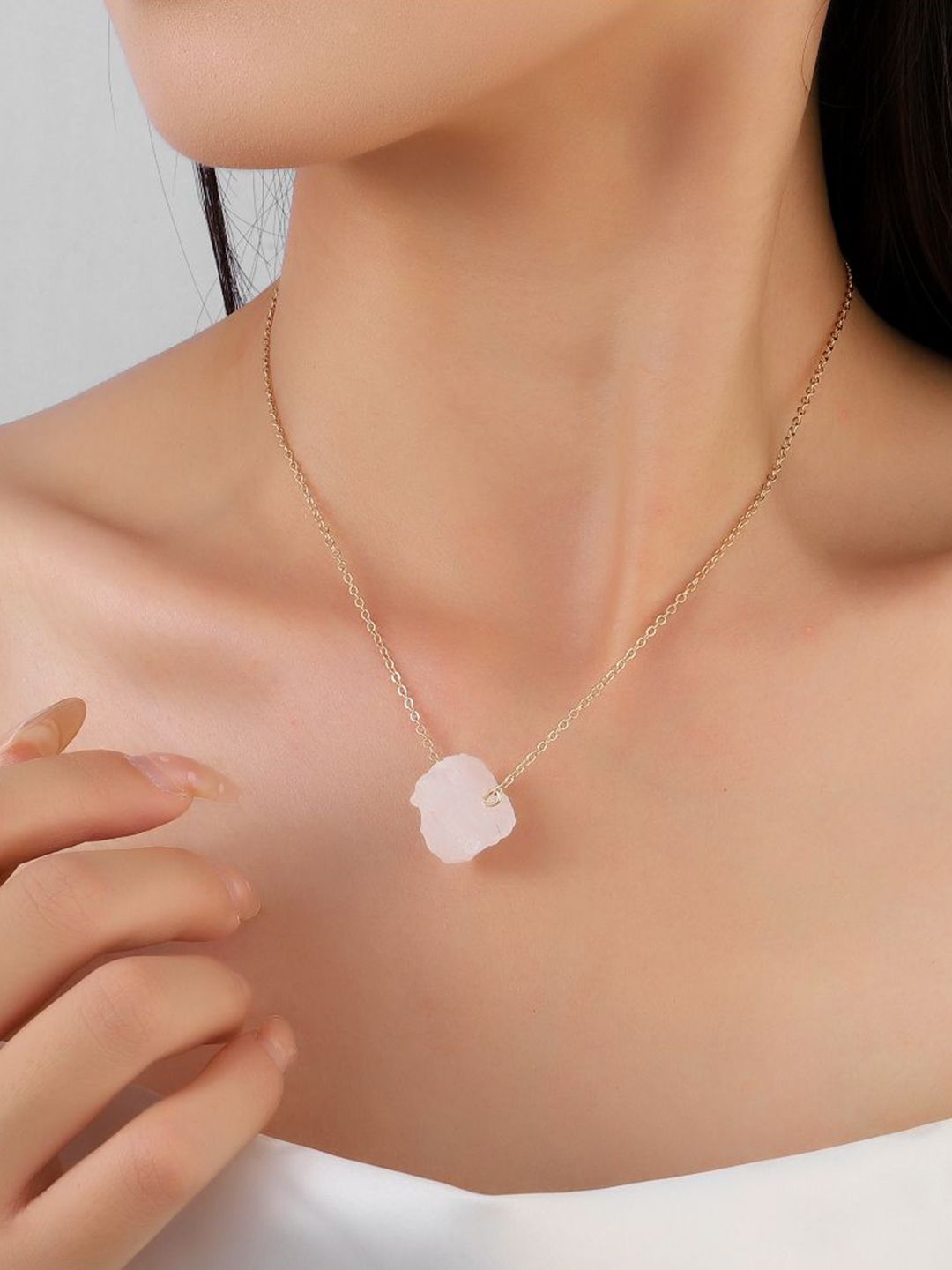 Stainless Steel Pendant &Chain SALTY Stellar Monolith Of Enhance Dreams Stainless Steel Stone Studded Pendant With Chain