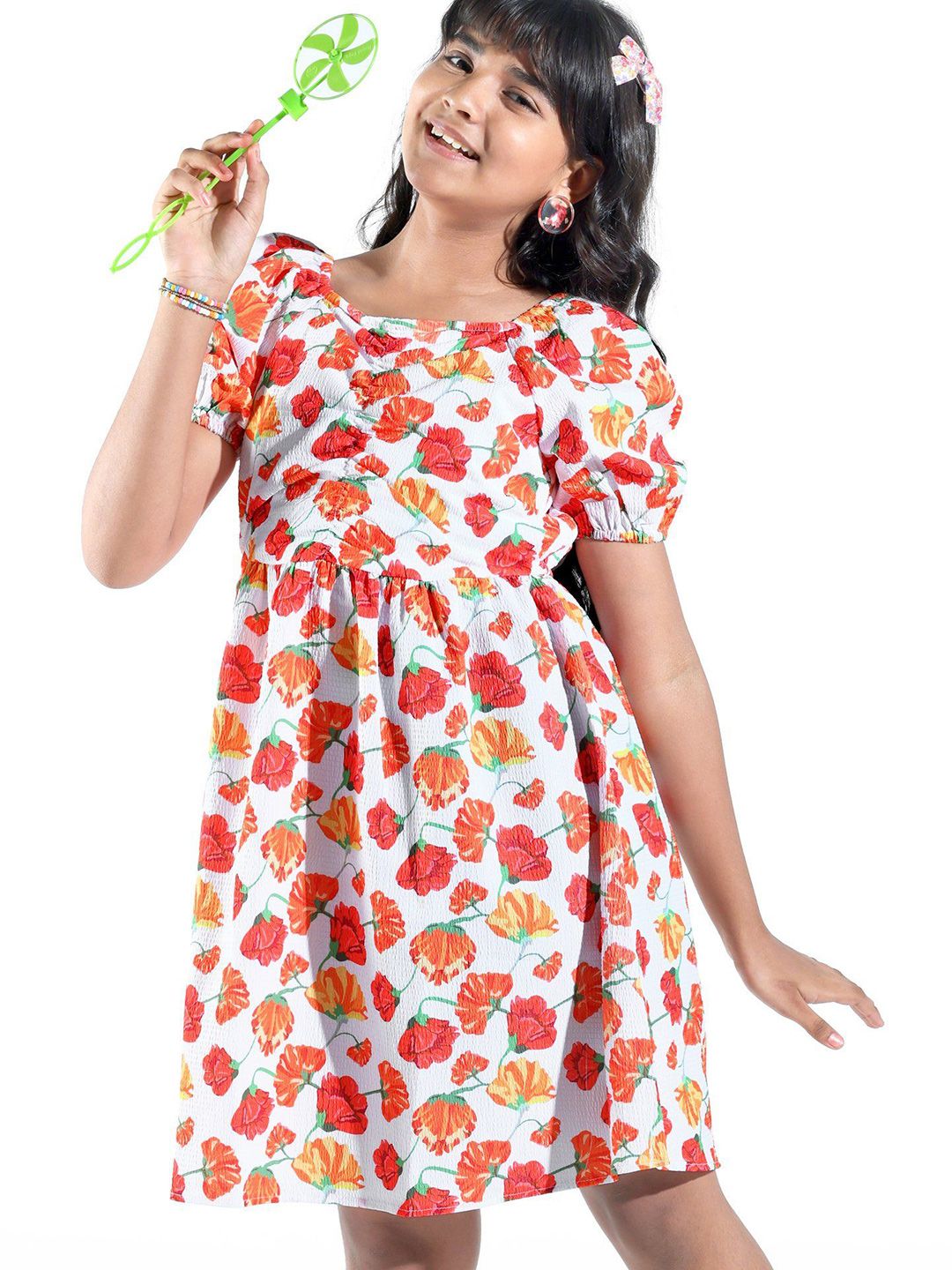 Hola Bonita Girls Floral Printed Fit & Flare Dress