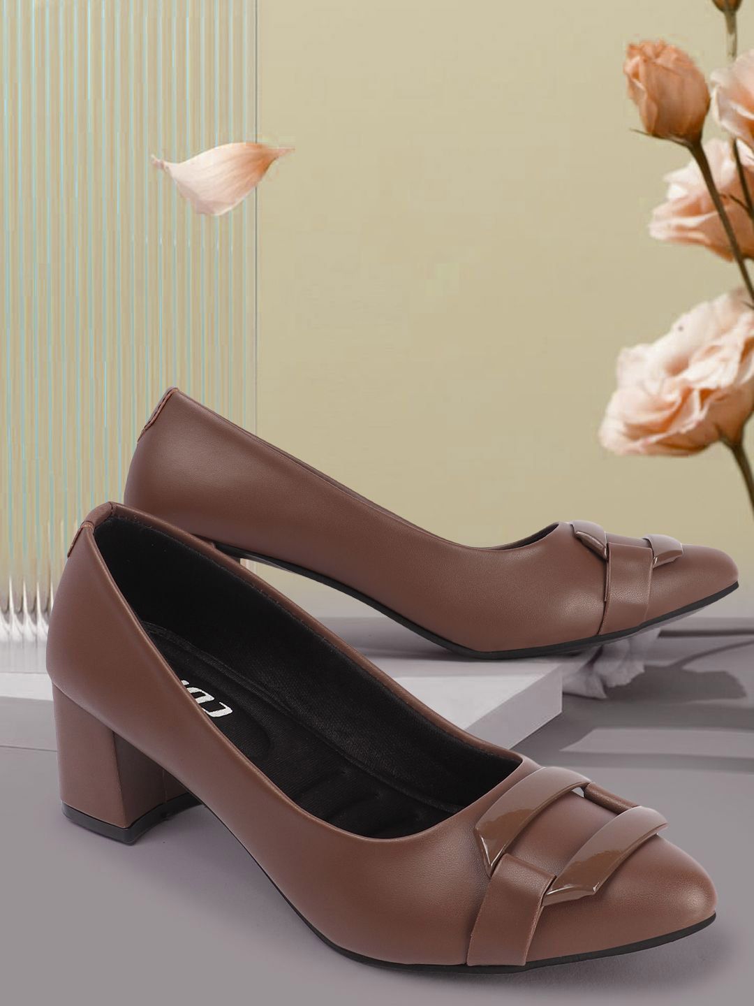 Colo Block Heel Pumps with Buckles