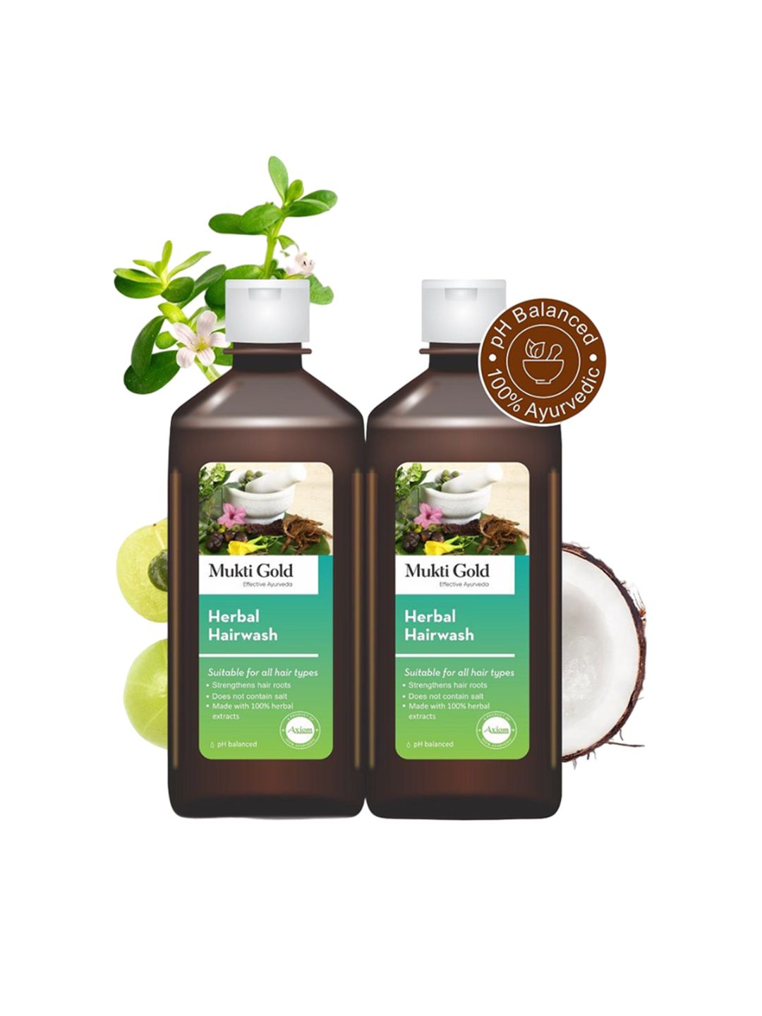 Mukti Gold Set Of 2 Herbal Shampoo For Hair Growth 400ml Each
