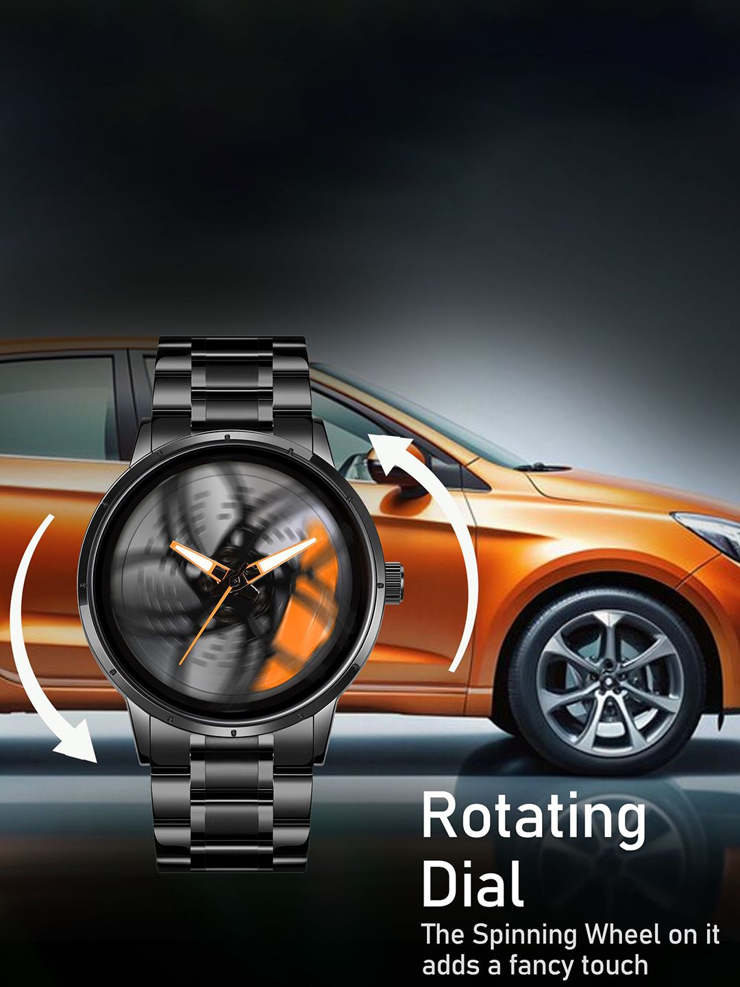 その他 0711-07 ke Buy IIK COLLECTION Men Round Car Wheel Dial With Spinning Car Rim
