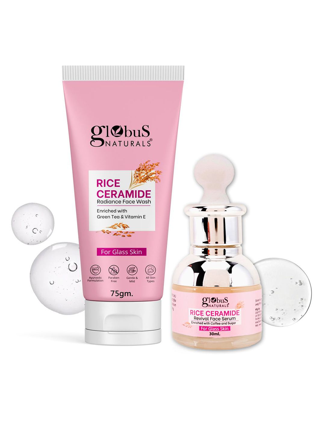 Globus naturals Set Of 2 Rice Ceramide Combo For Korean Glass Skin-Radiance