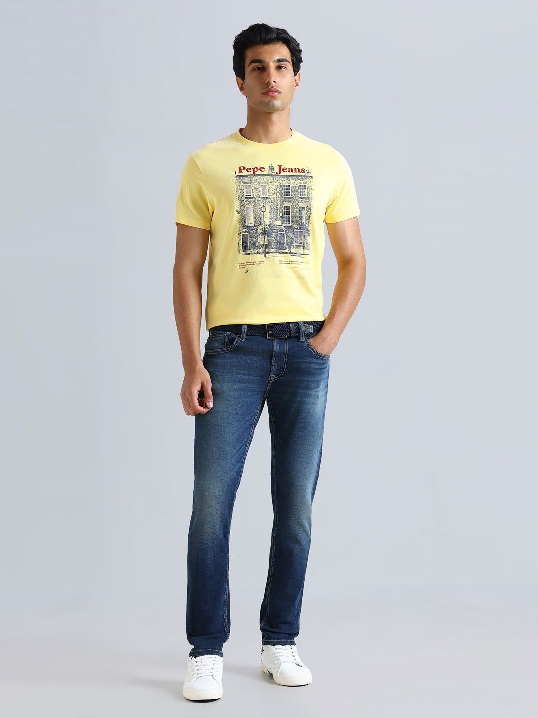 Pepe Jeans Men Graphic Printed Round Neck Pure Cotton Slim Fit T-shirt