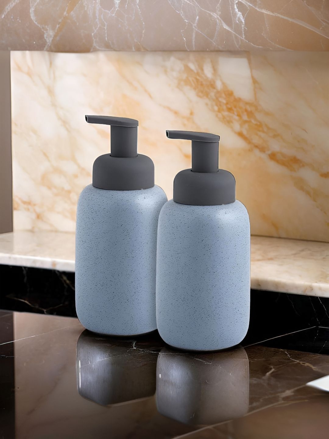 UMAI Blue & Black 2 Piece Solid Ceramic Soap Dispenser 400ml