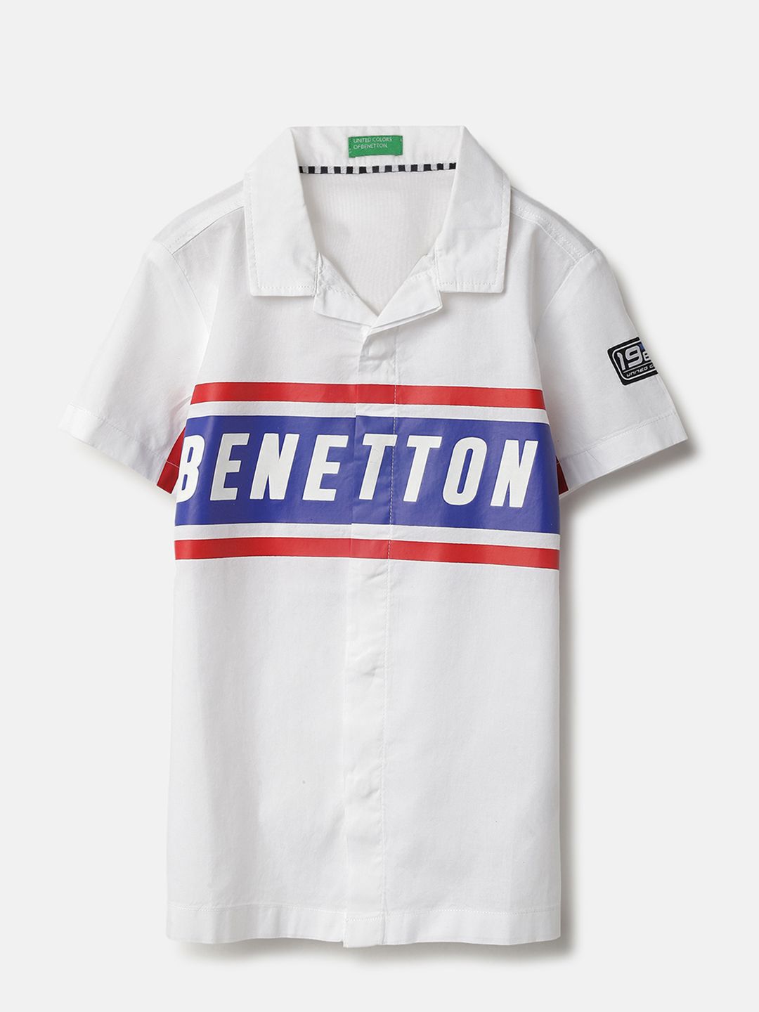 United Colors of Benetton Boys Classic Typography Printed Cotton Casual Shirt