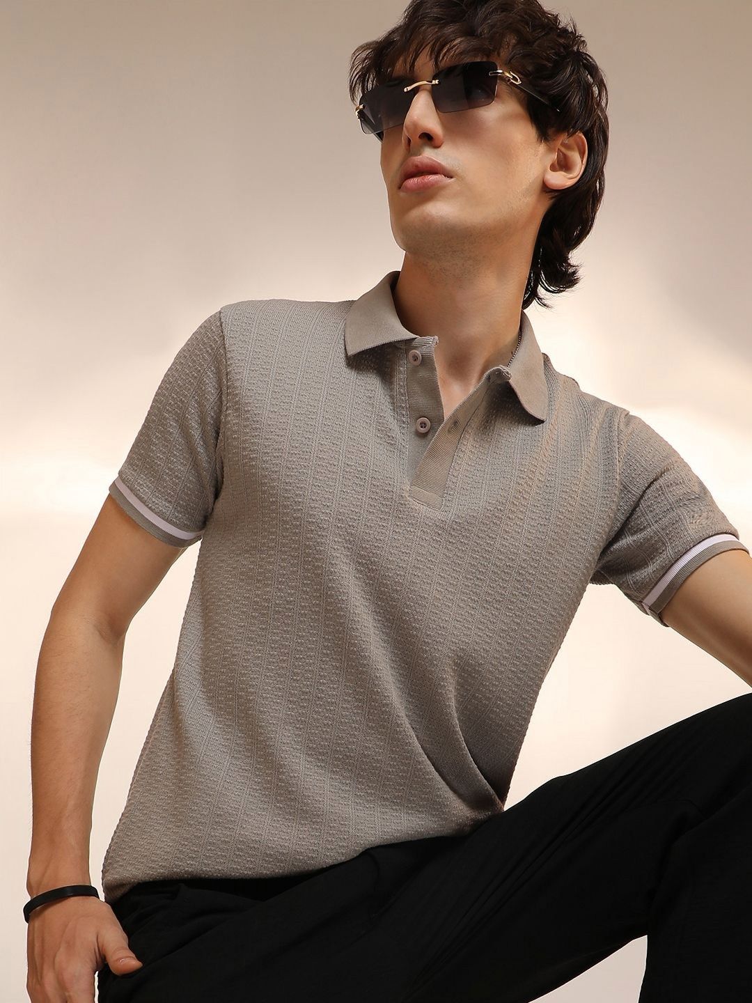 CAHOOT Men Solid Polo Collar Cotton T-shirt