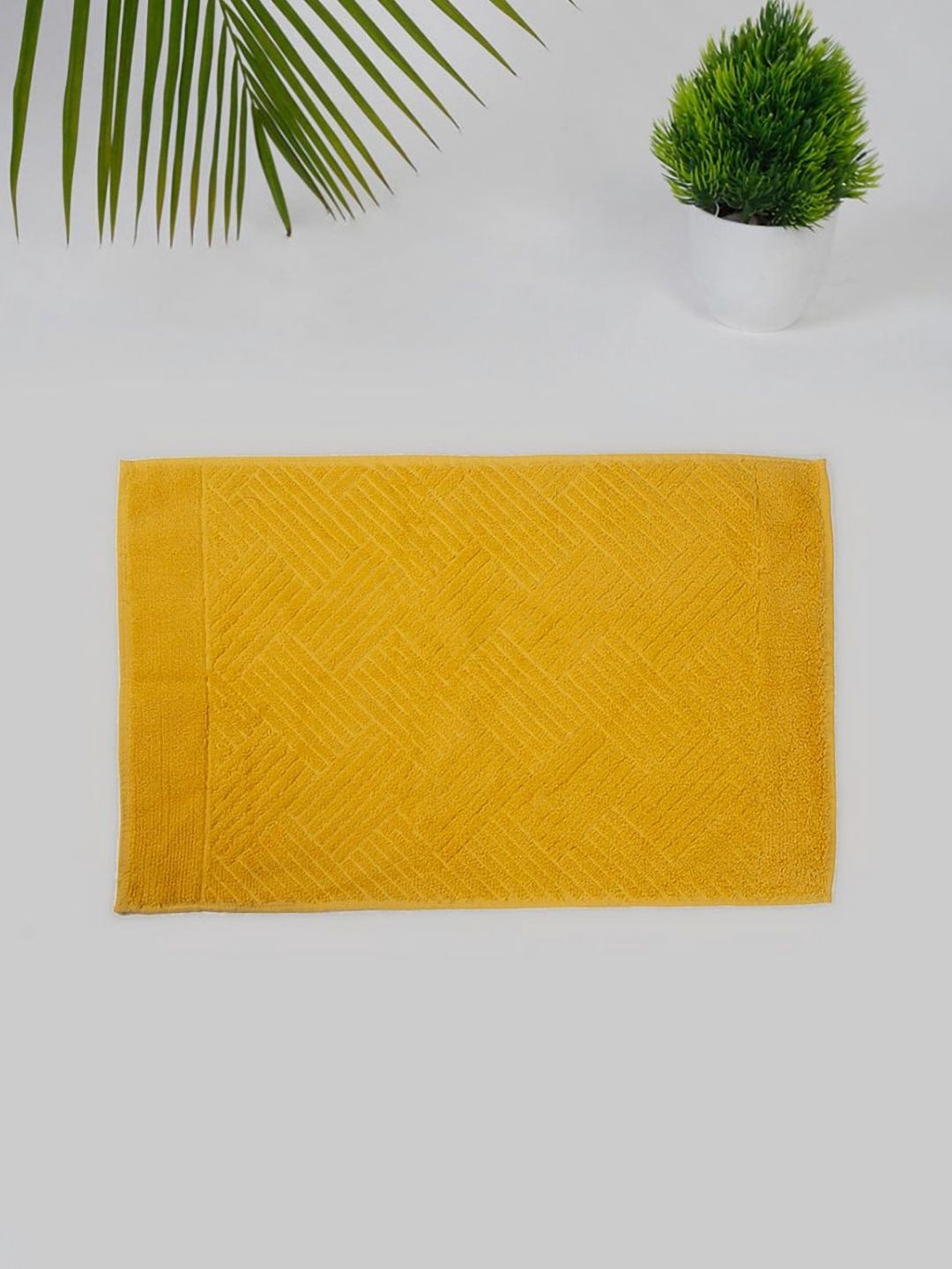 Fabindia Palash Yellow Woven Self-Design 500 GSM Hand Towel