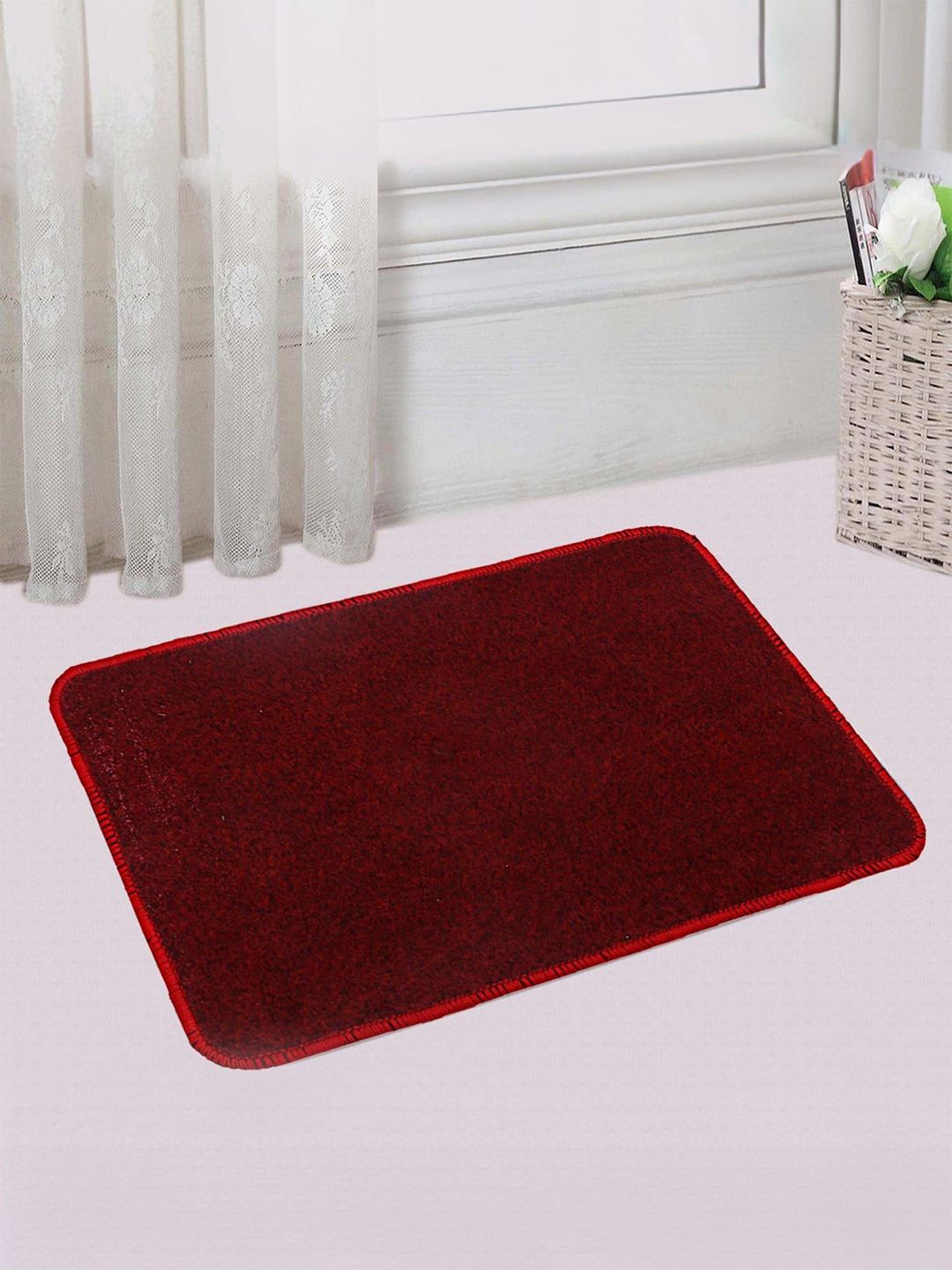 Kuber Industries Red Anti Slip 210GSM Microfibre Bath Mat