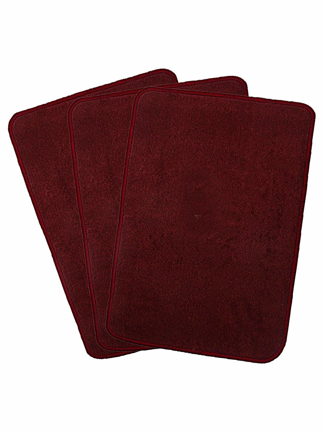 Kuber Industries Maroon 3 Pieces Anti Slip 210GSM Microfibre Bath Mats