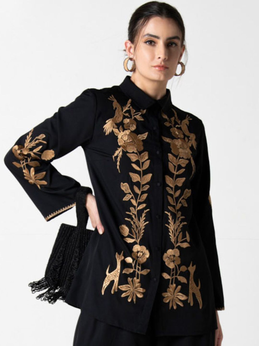 Embroidered Co-Ords Zolo Label Embroidered Top With Palazzos