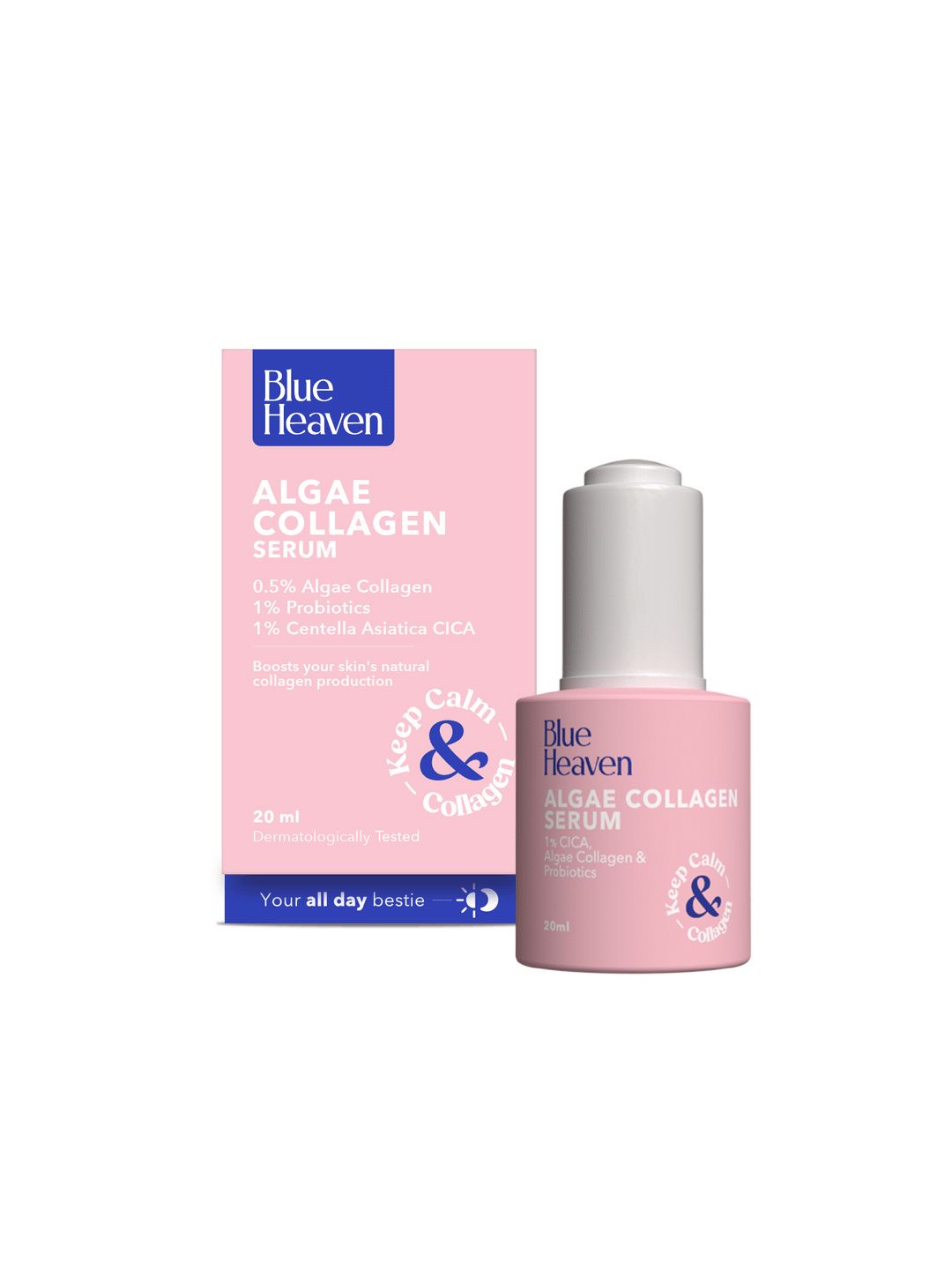 Blue Heaven 0.5% Algae Collagen Anti Aging Face Serum With Probiotics & CICA - 20ml deal from myntra Blue Heaven 0.5% Algae Collagen Anti Aging Face Serum With Probiotics & CICA - 20ml deal from myntra