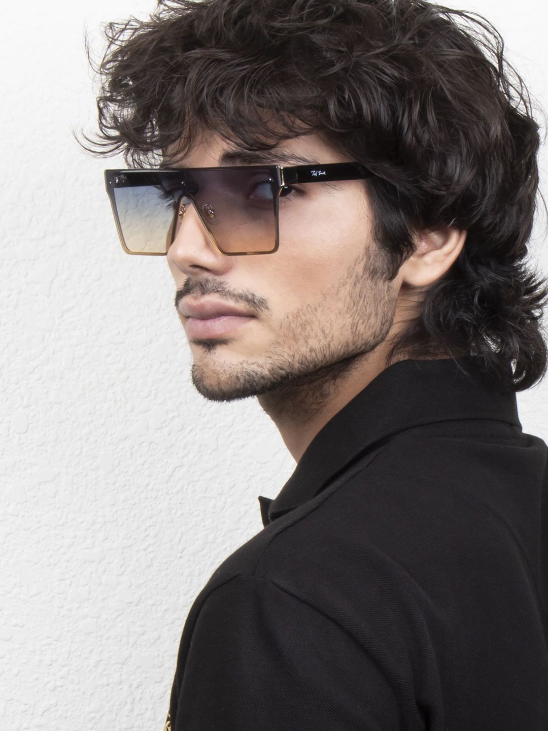 Ted Smith Men Shield Sunglasses with UV Protected Lens