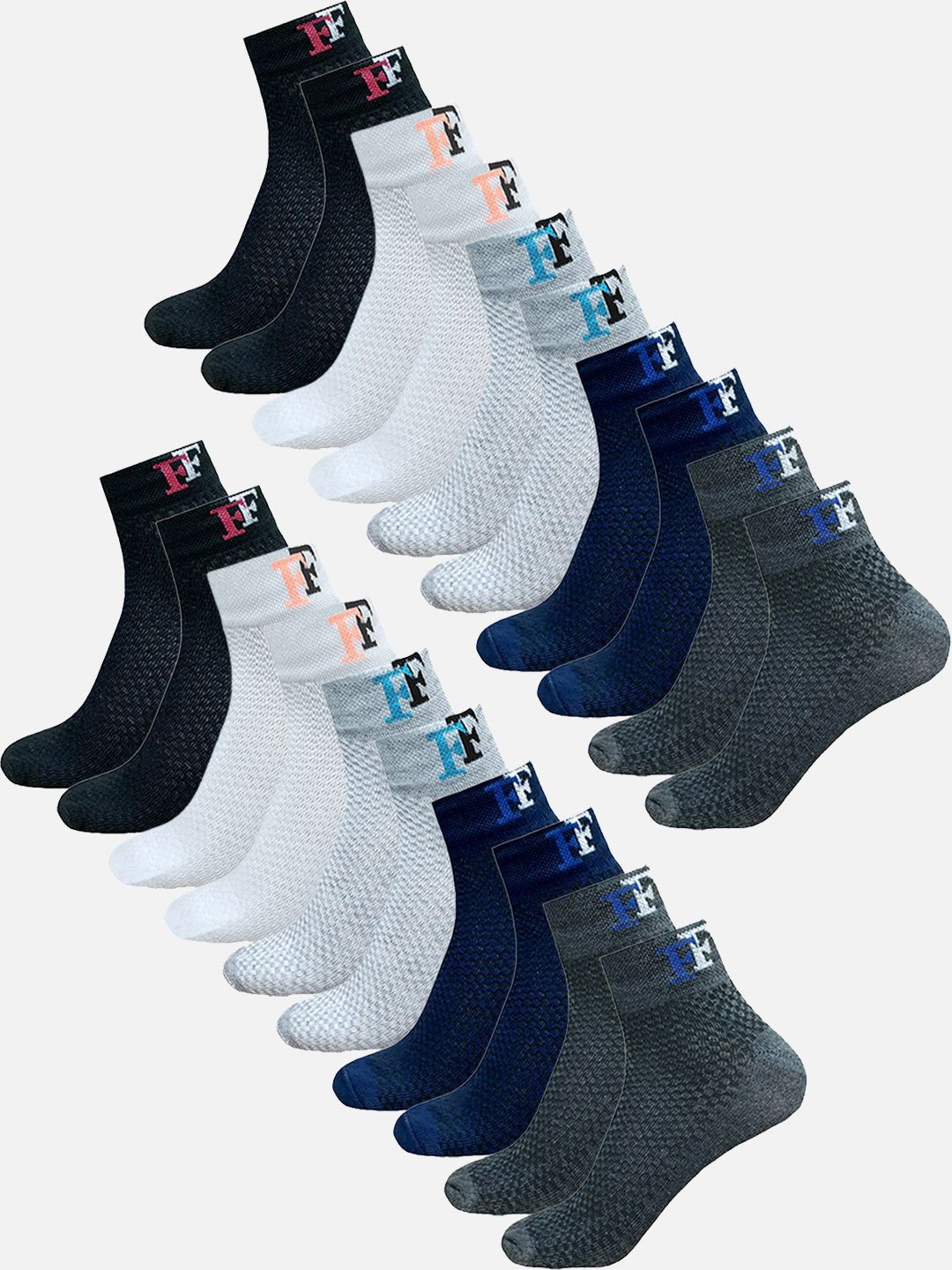 FIMS Pack Of 10 Men Striped Ankle-Length Socks