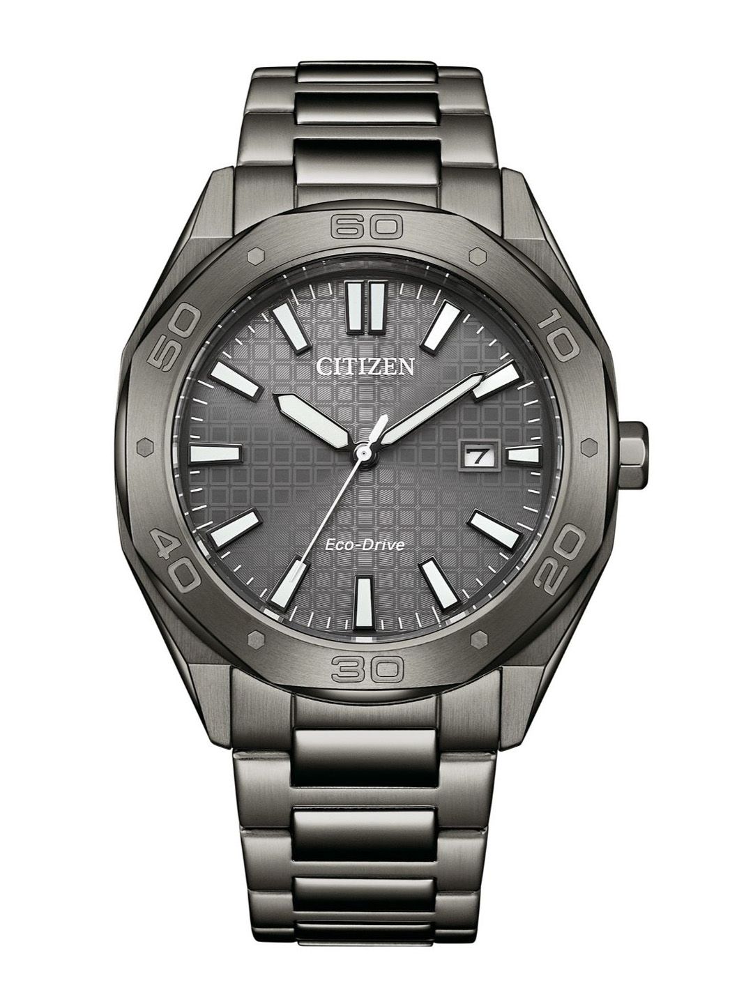 Citizen Citizen Men Embellished Dial & Stainless Steel Bracelet Style Straps Analogue Eco Drive Watch BM7637-81H
