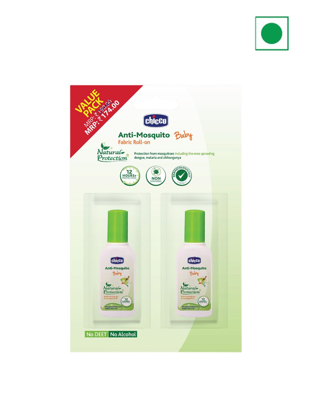 Chicco Set Of 2 Baby Anti Mosquito Fabric Roll On-8ml Each