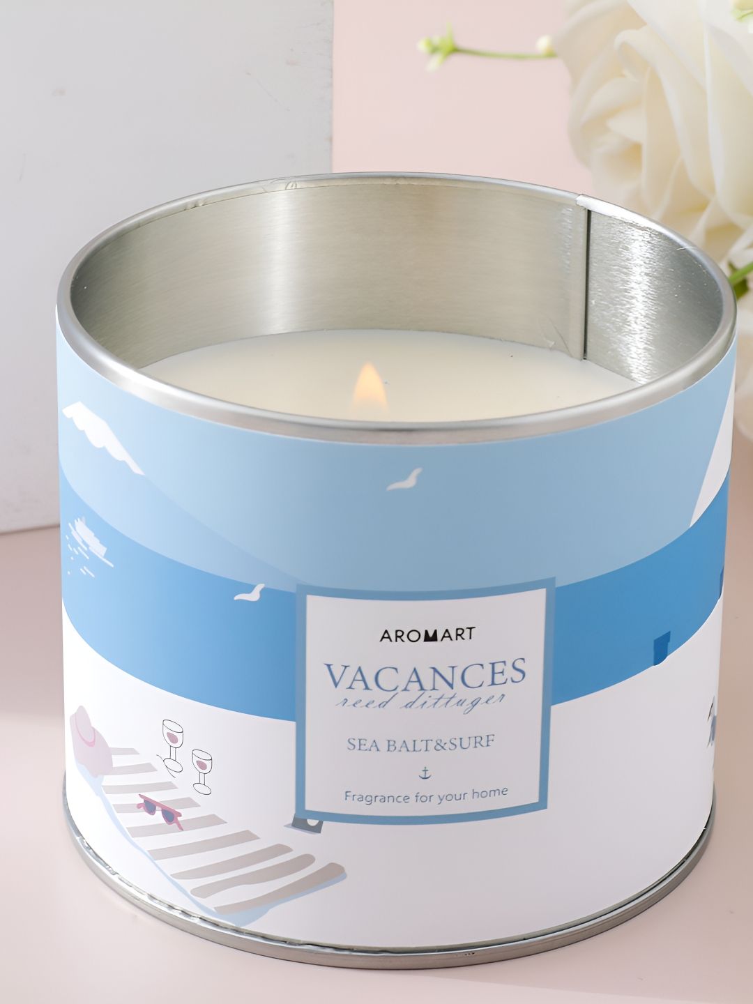 UMAI Printed Scented 1 Wick Sea Salt and Surf Abstract Geometric Regular Jar Candles