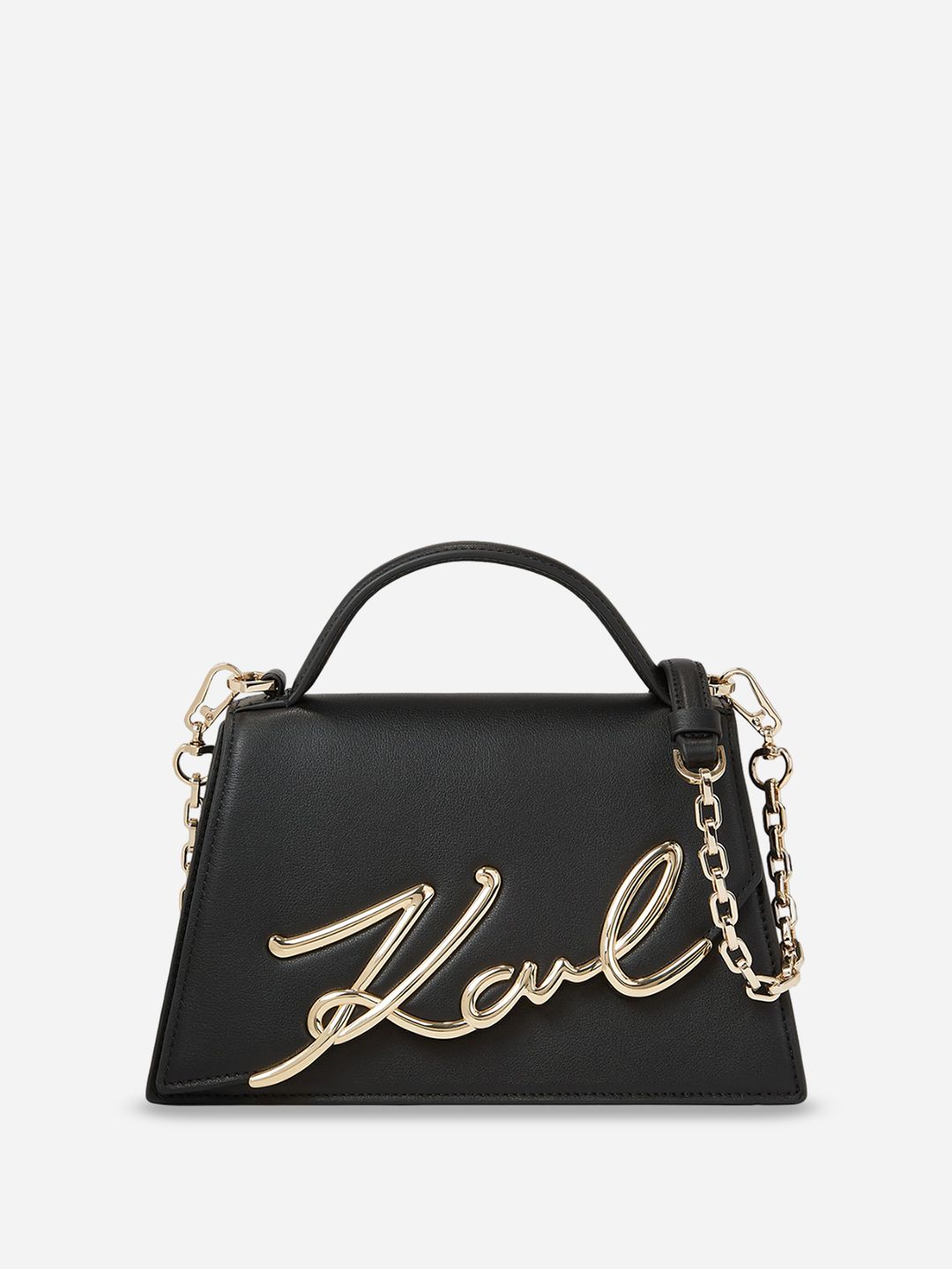 Karl Lagerfeld Leather Structured Sling Bag with Applique