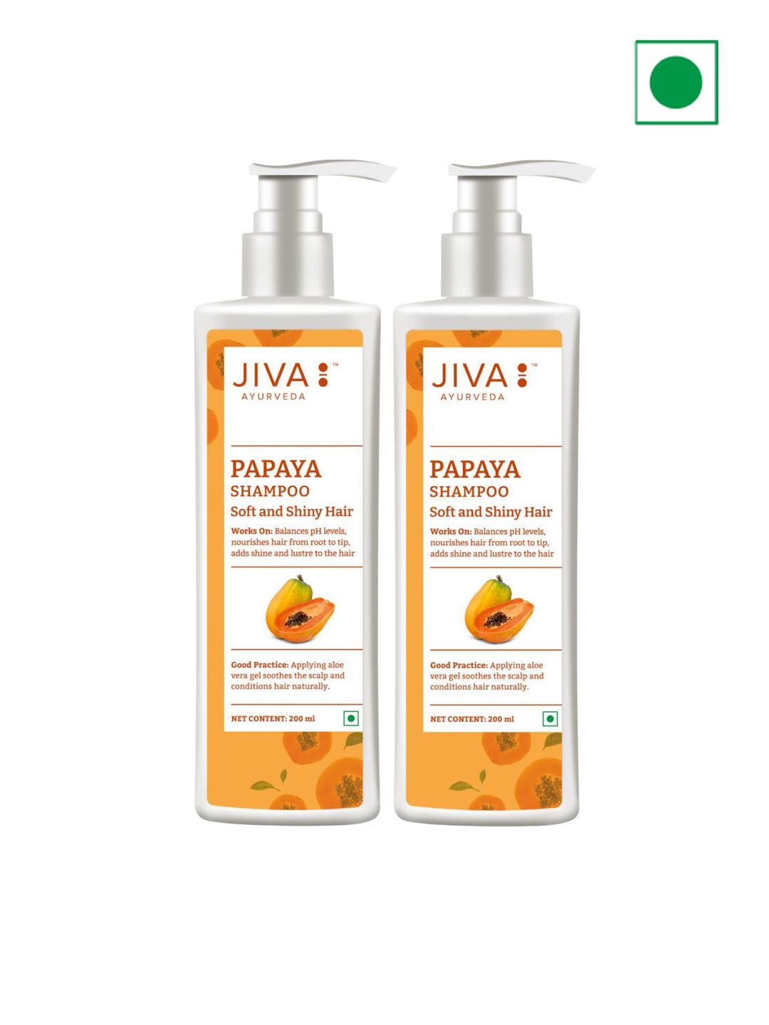 Jiva Set Of 2 Soft & Shine PH Balancing Papaya Shampoo- 200ml Each