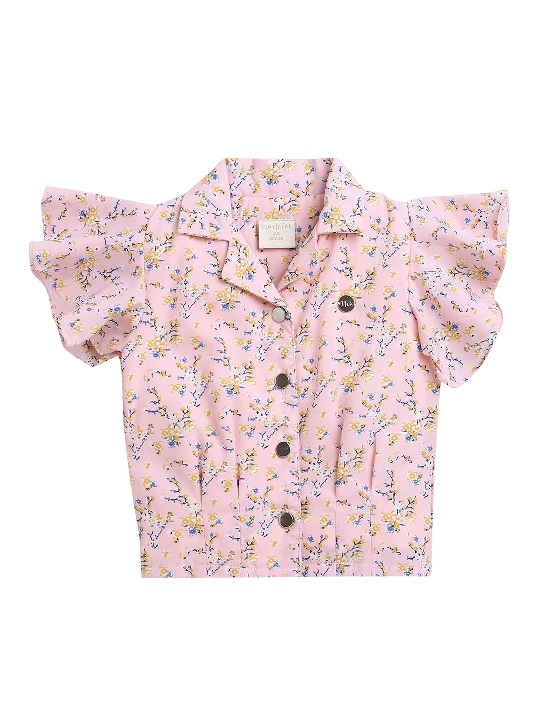 Tiny Girl Girls Floral Printed Shirt Collar Top