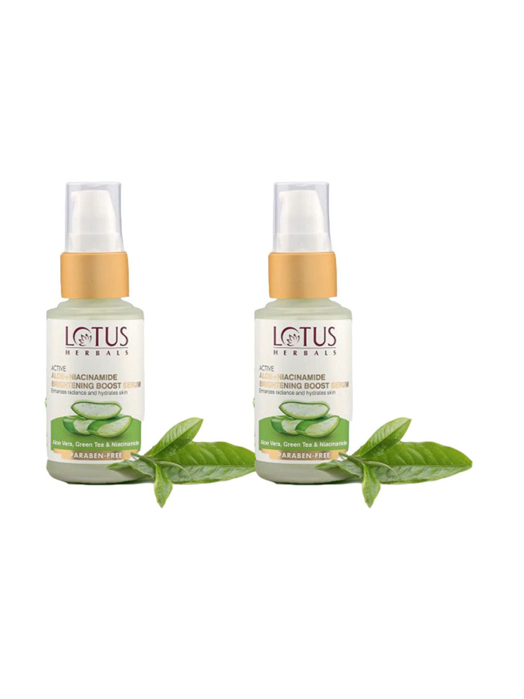 Lotus Herbals Set Of 2 Active Aloe + Niacinamide Brightening Boost Serum - 30ml Each