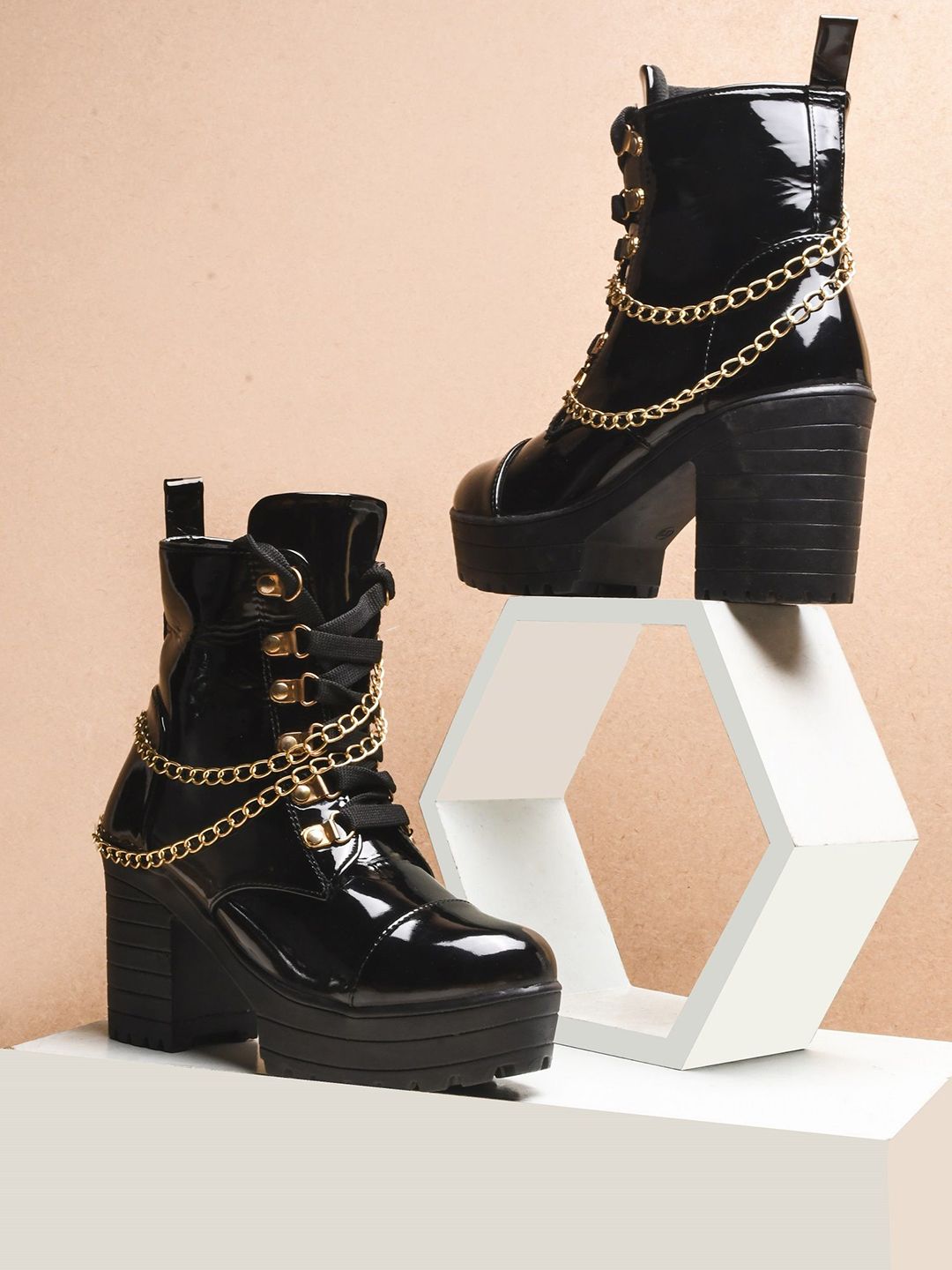 Try Me Try Me Women High-Top Casual Block-Heeled Biker Boots