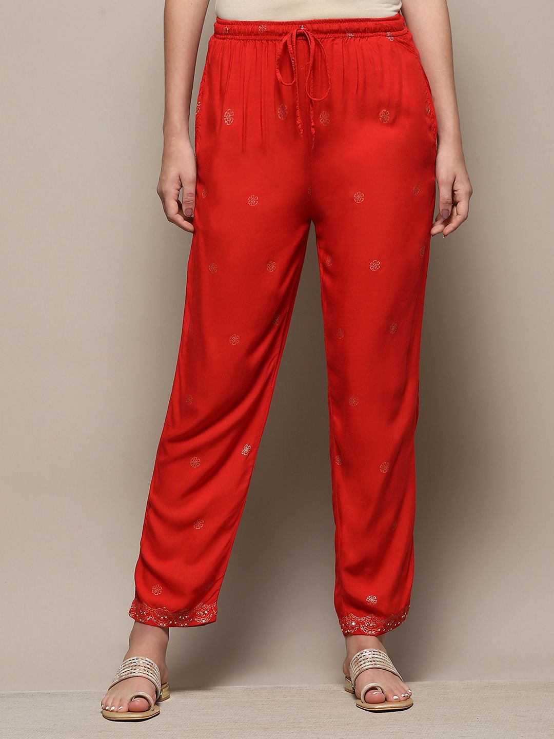 Biba Women Ethnic Motifs Printed Knitted Palazzos