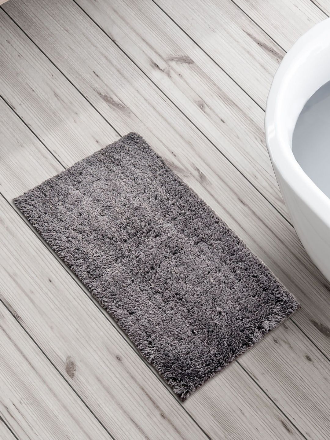 Home Centre Grey Textured Bath Rugs GSM 150
