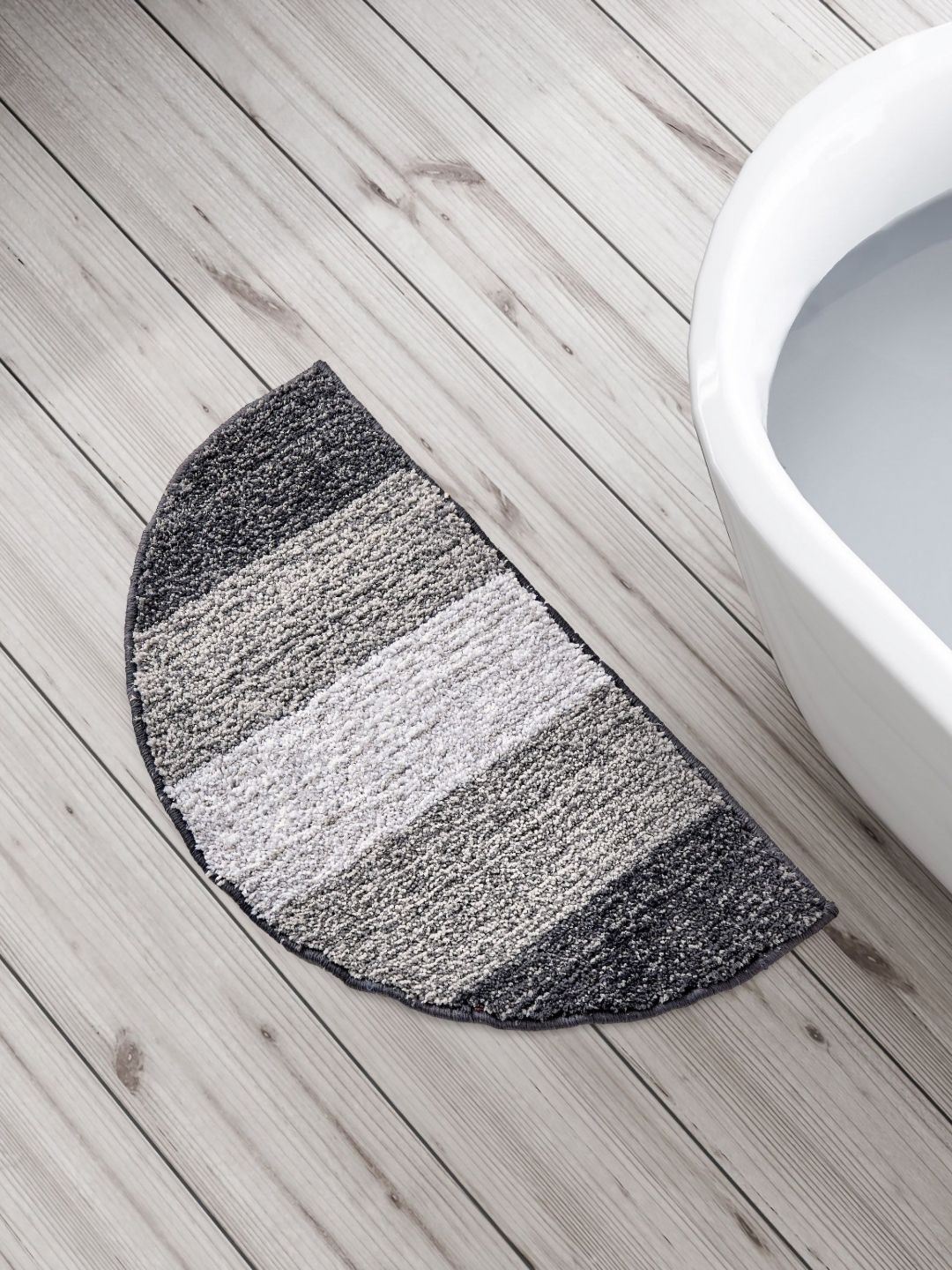Home Centre Grey & Black 150 GSM Cotton Bath Rugs