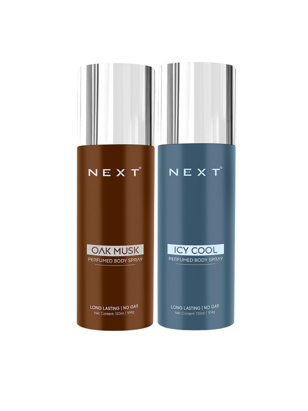 NEXT CARE Set Of 2 Oak Musk & Icy Cool Long Lasting No Gas Perfumed Body Spray - 120ml