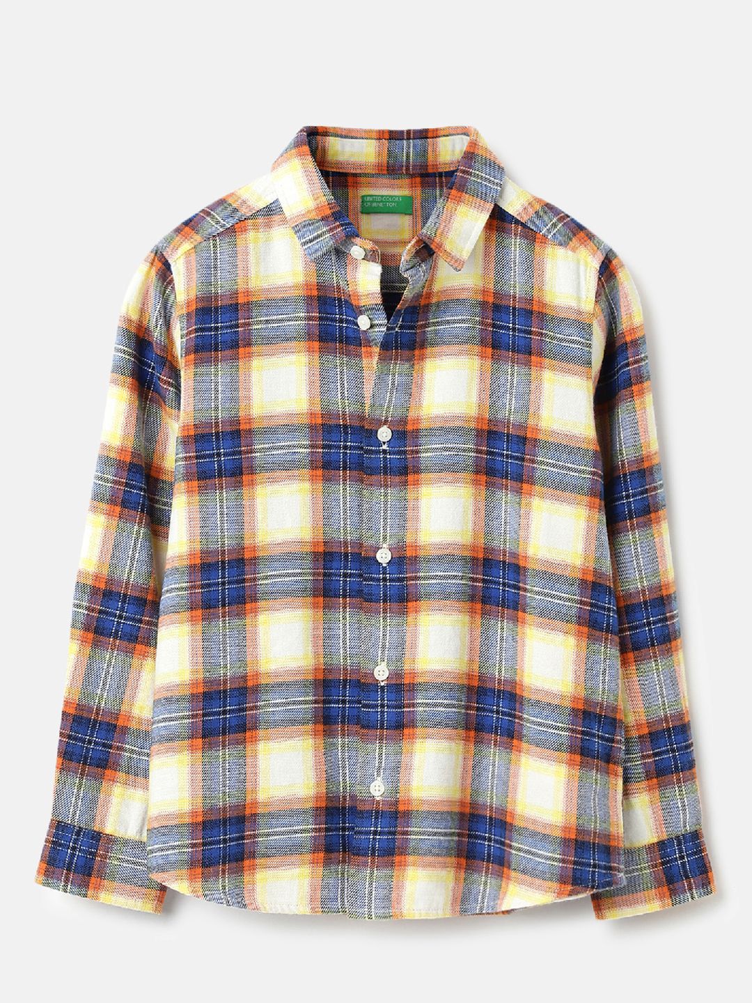 United Colors of Benetton Boys Spread Collar Tartan Checked Cotton Casual Shirt