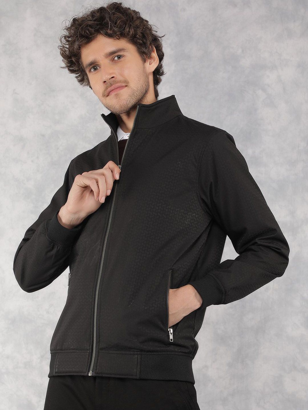 Crimsoune Club Men Geometric Lightweight Bomber Jacket
