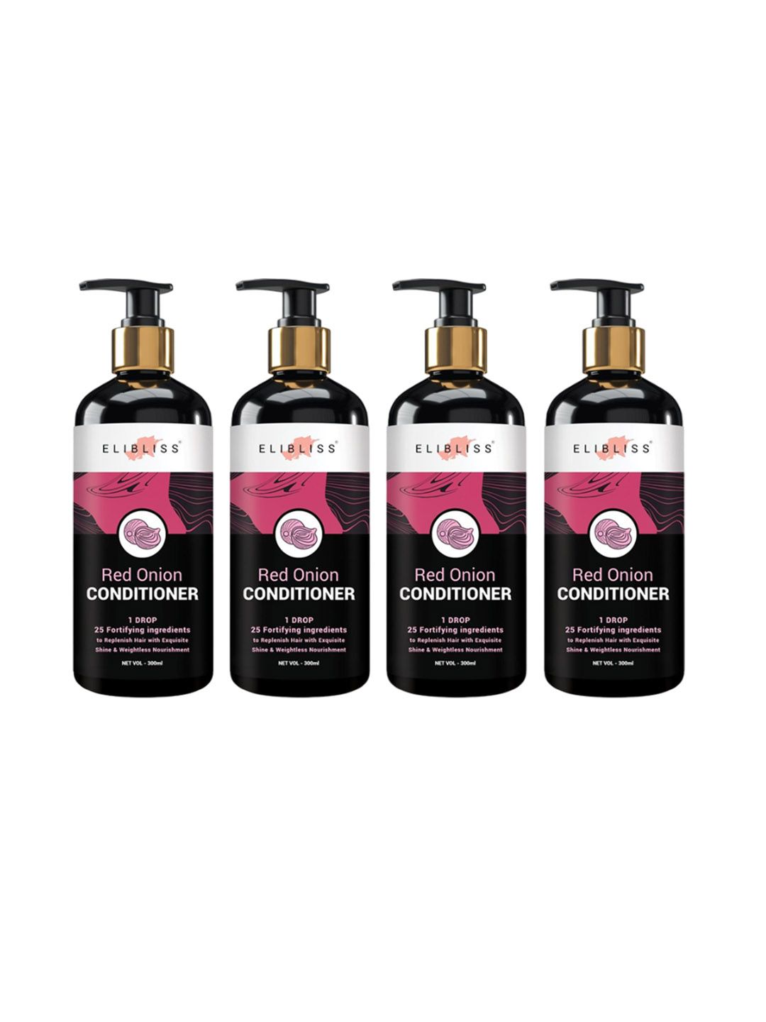 ELIBLISS Set Of 4 Red Onion Conditioner With Aloevera-300 ml Each