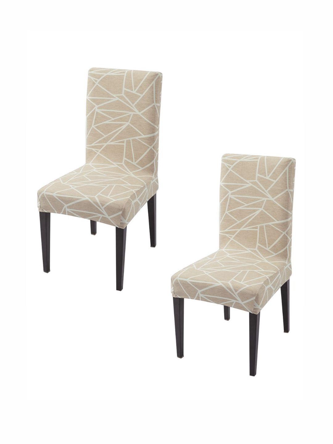 HOKIPO 2Pcs Beige Printed Chair Covers