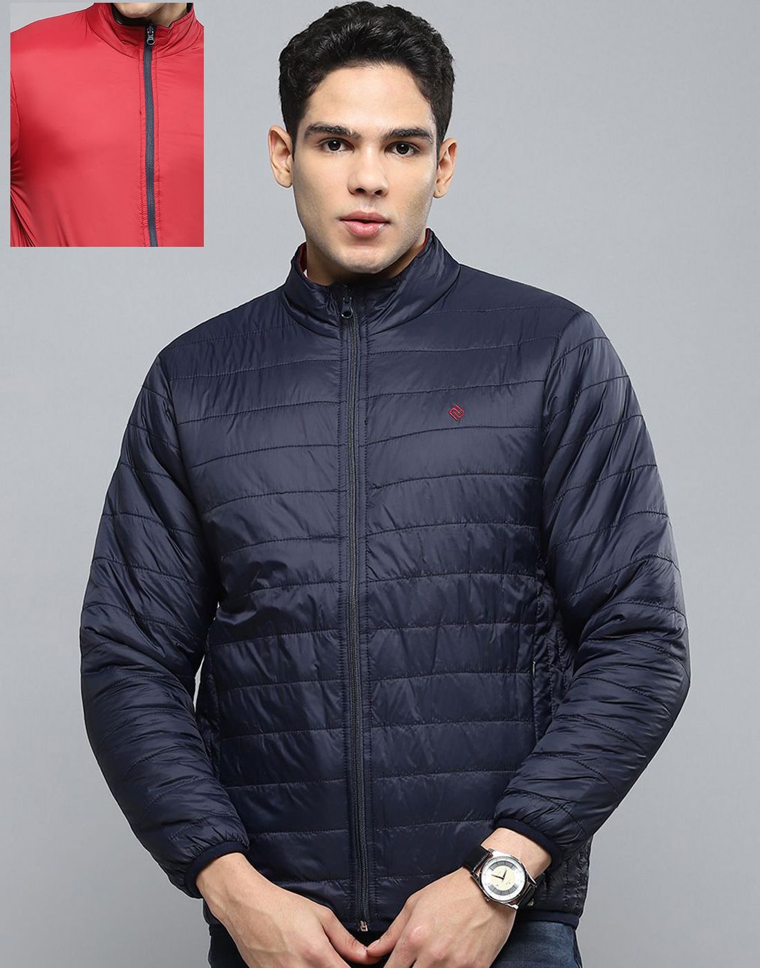 Cloak & Decker Men Mock Collar Solid Casual Padded Jacket