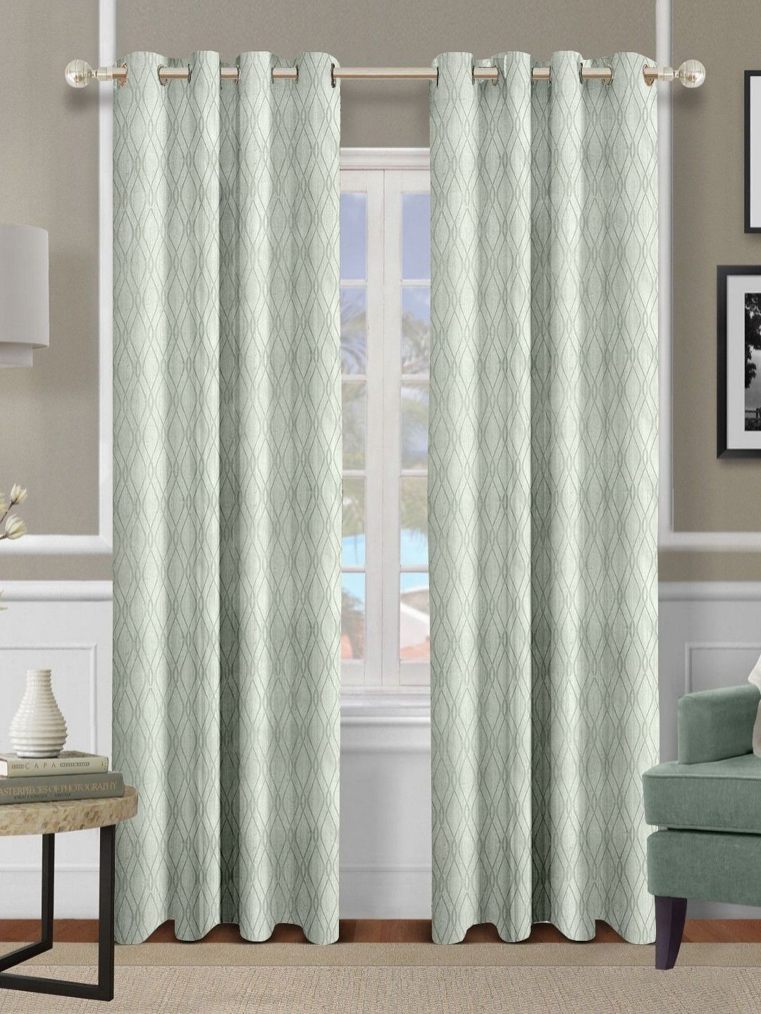Cortina Cortina Grey 2 Pieces Geometric Printed Door Curtains