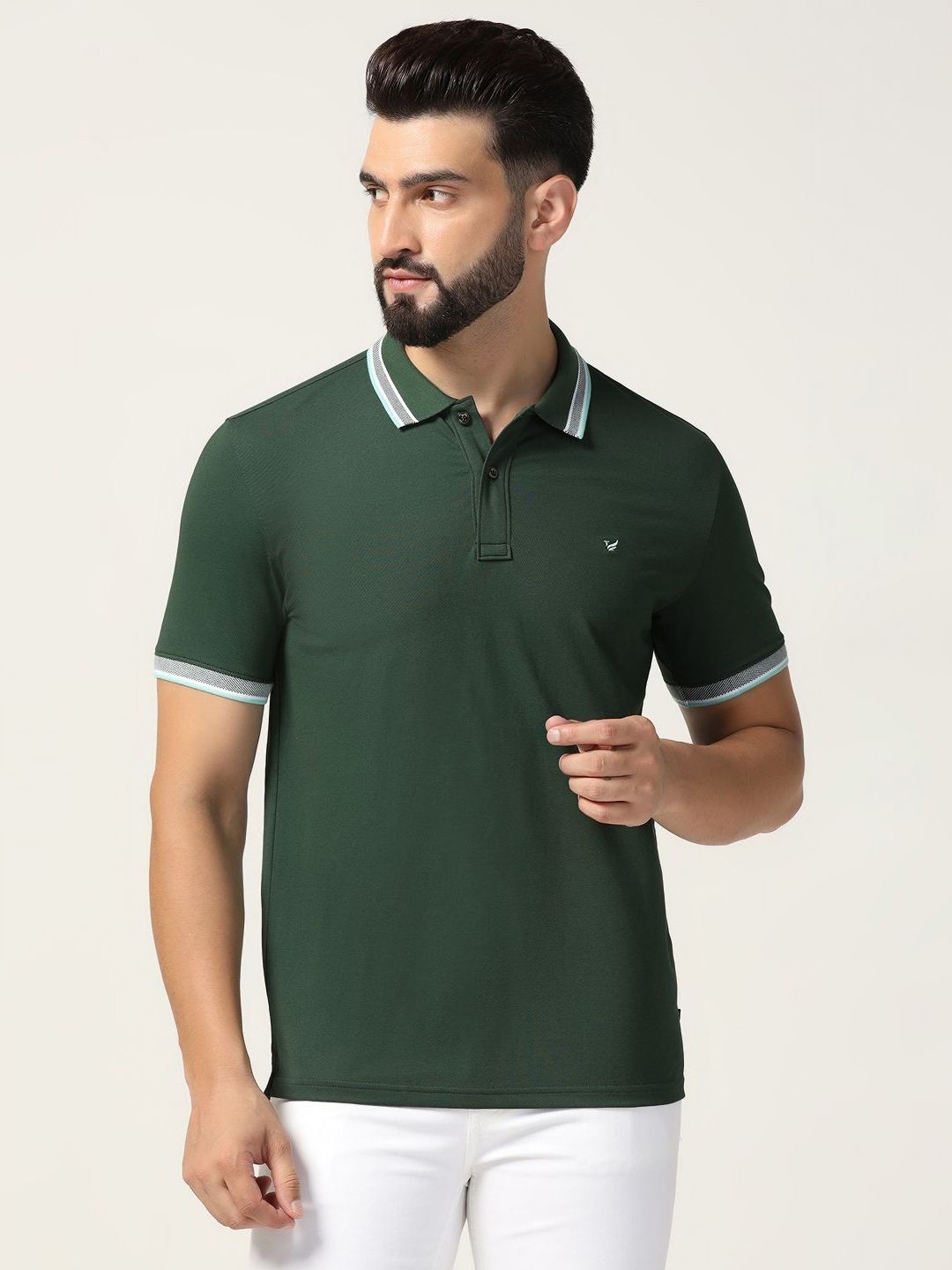 Blackberrys Men Solid Polo Collar Cotton Slim Fit T-shirt