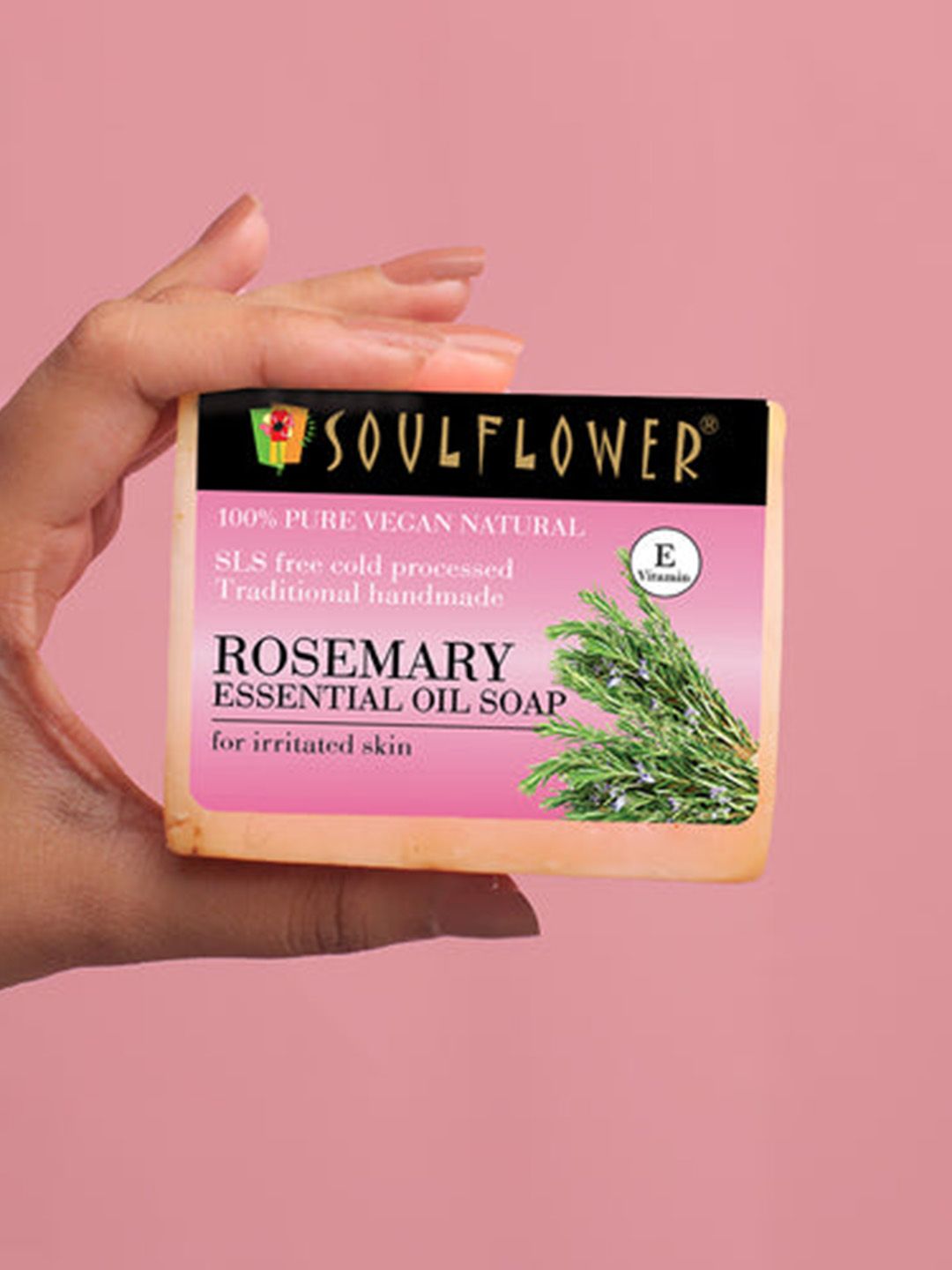Soulflower 100% Pure Vegan Natural Rosemary Essential Soap- 150 g