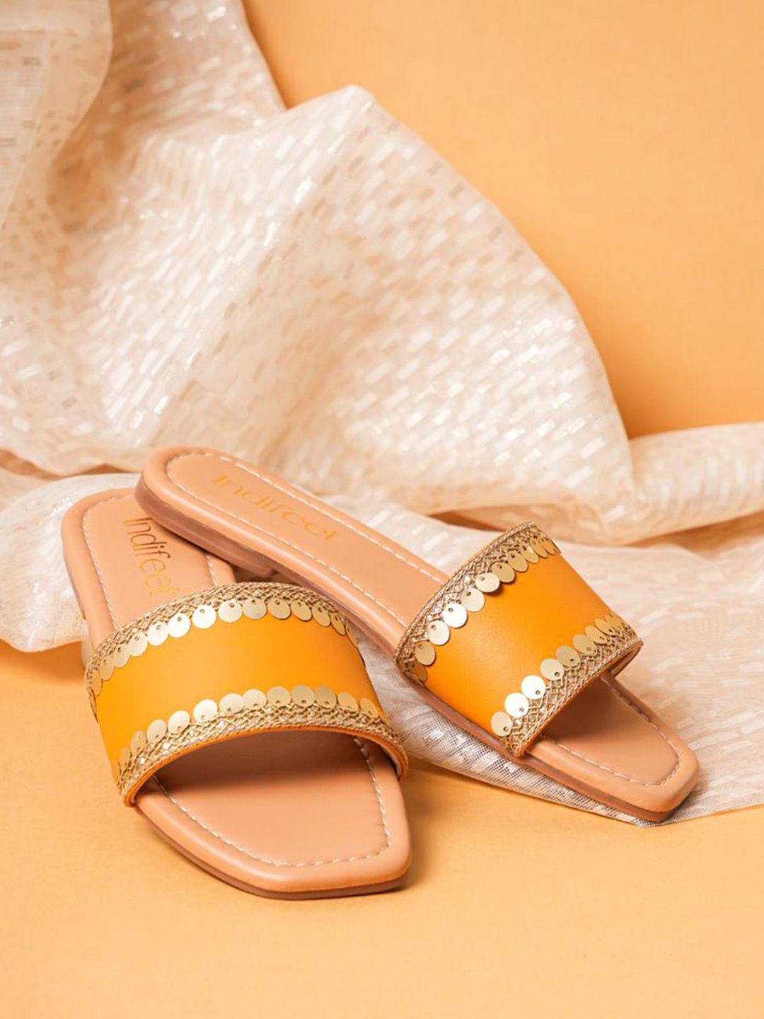 Indifeet Women Ethnic Open Toe Embellished Flats
