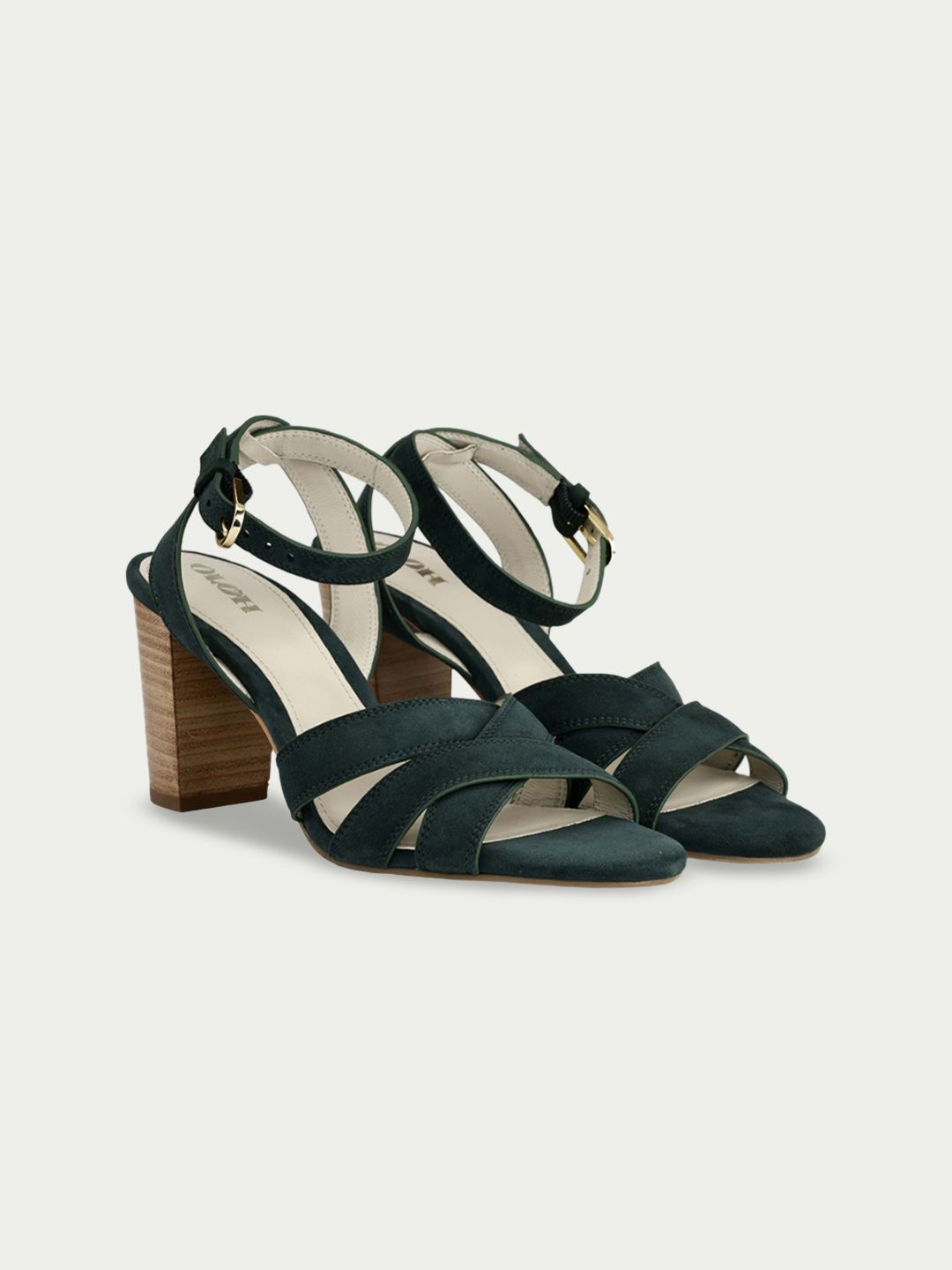 Block Sandals with Buckles Oroh Suede Block Heel Sandals with Buckles