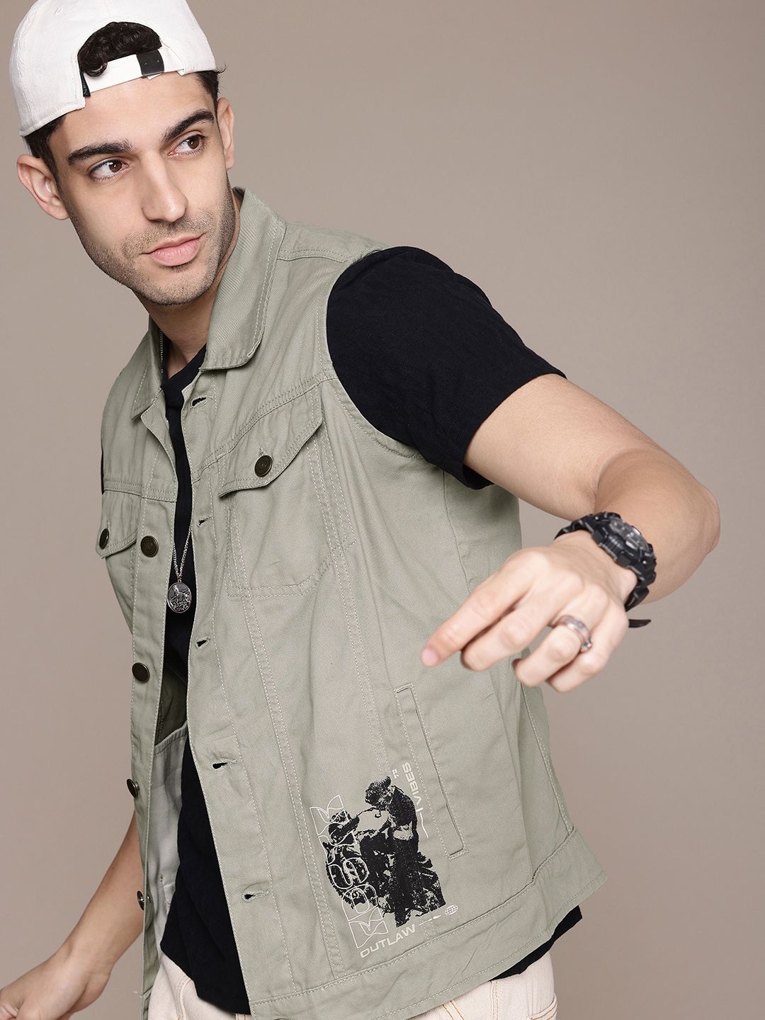 The Roadster Life Co. Sleeveless Pure Cotton Tailored Jacket