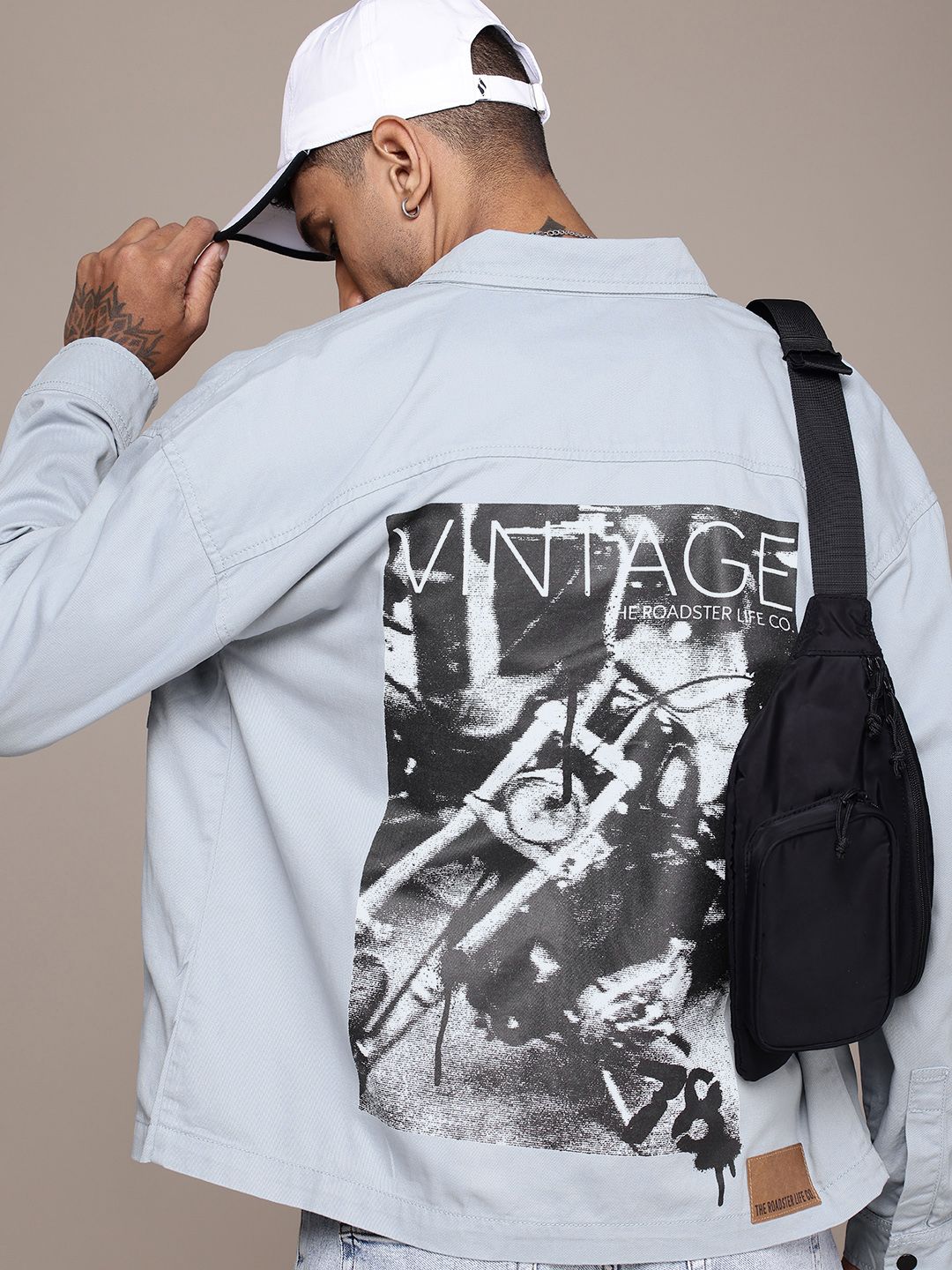 The Roadster Life Co. Relaxed Fit Graphic Printed Pure Cotton Tailored Jacket