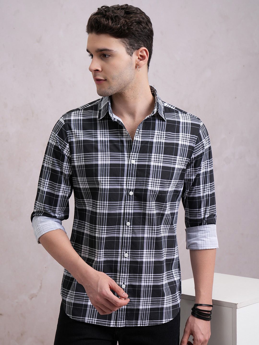 Highlander Men Checked Slim Fit Shirt