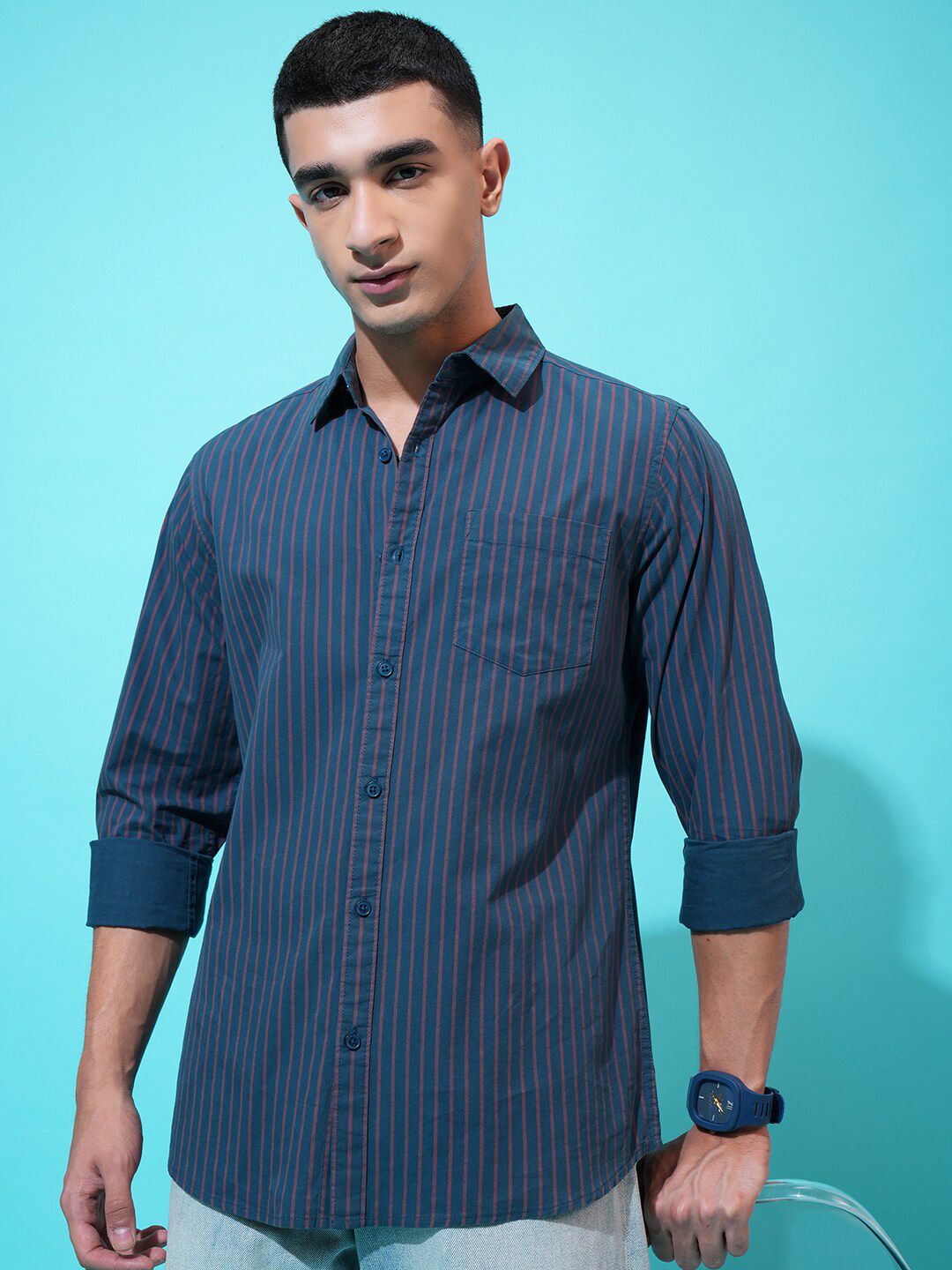Slim Fit Cotton Casual Shirt HIGHLANDER Striped Slim Fit Casual Shirt