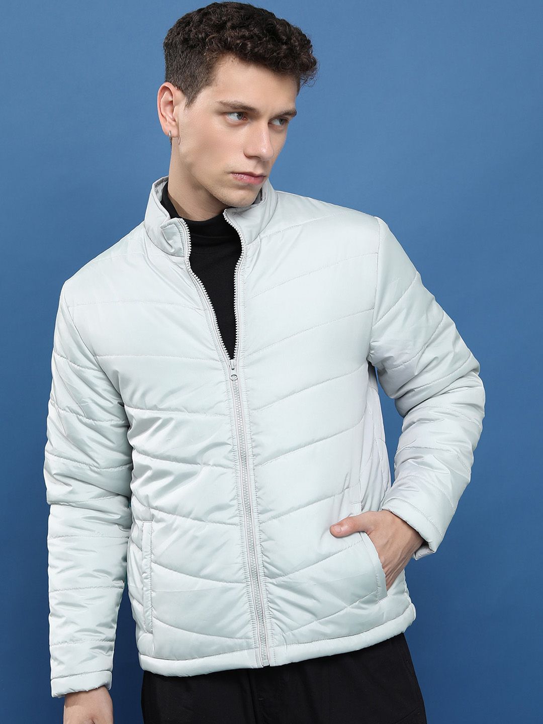 HIGHLANDER Men Solid High Neck Puffer Jacket