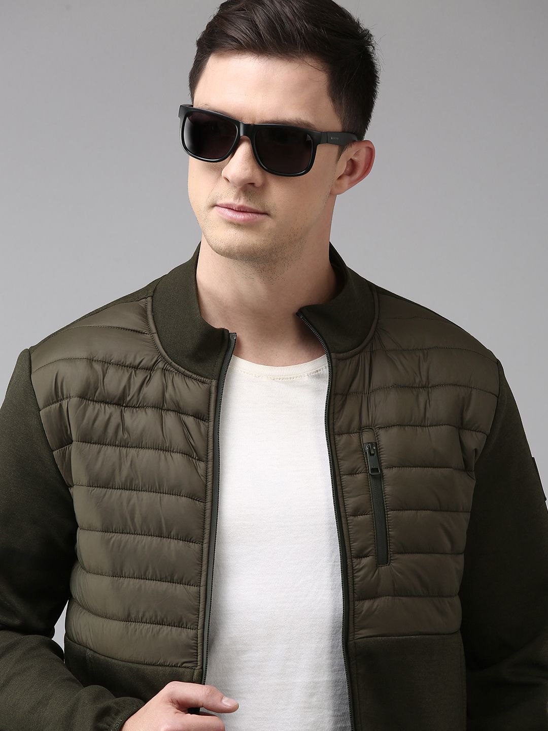 U.S. Polo Assn. Men Olive Green Solid Padded Jacket