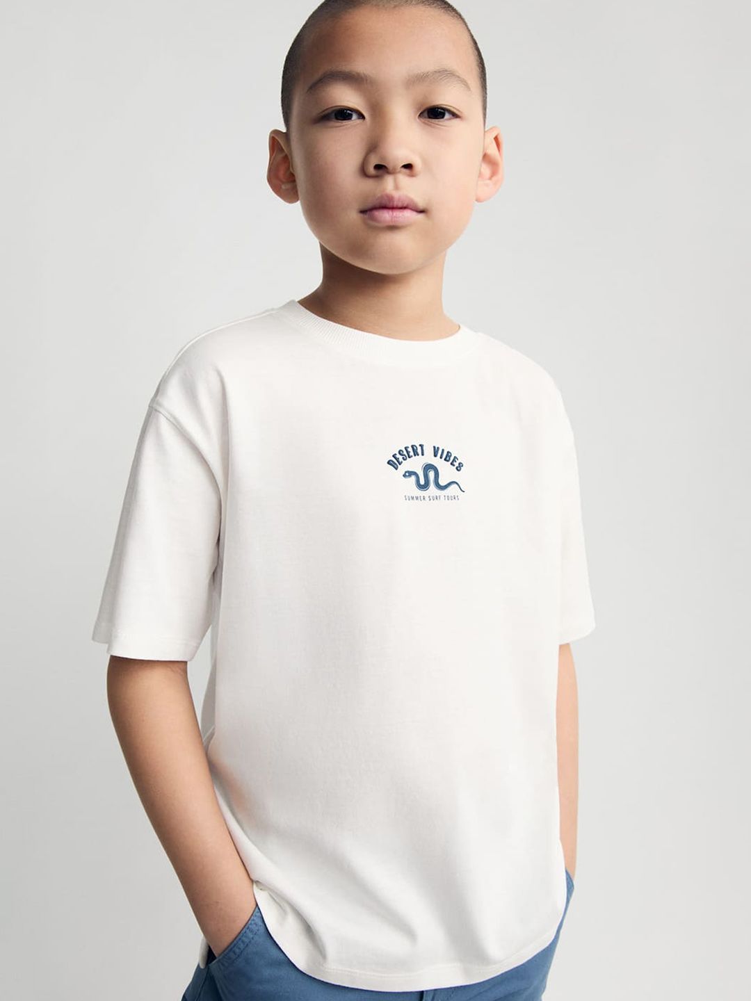 Mango Kids Boys Cotton Typography Printed Back T-shirt
