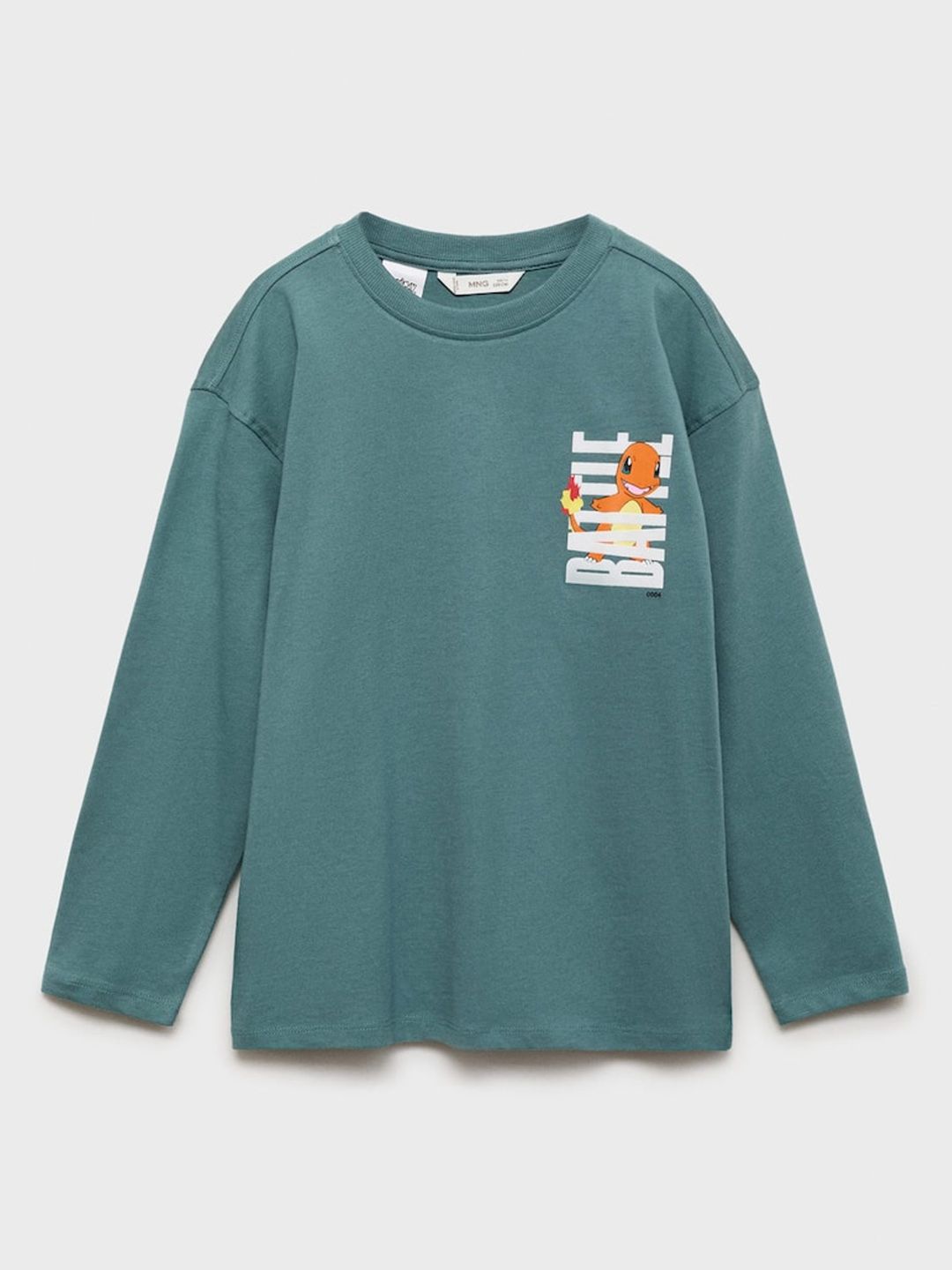 Mango Kids Boys Typography Print Drop-Shoulder Sleeves Pure Cotton T-shirt