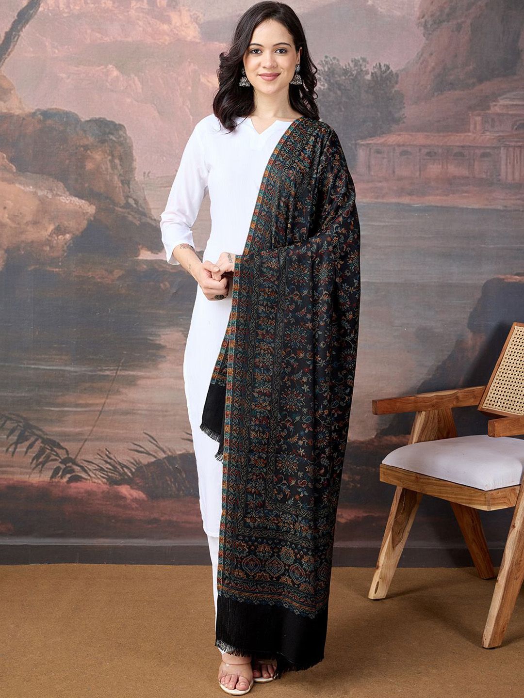 Sangria Women Kani Woven Ethnic Motifs Kalamkari Pashmina Shawl