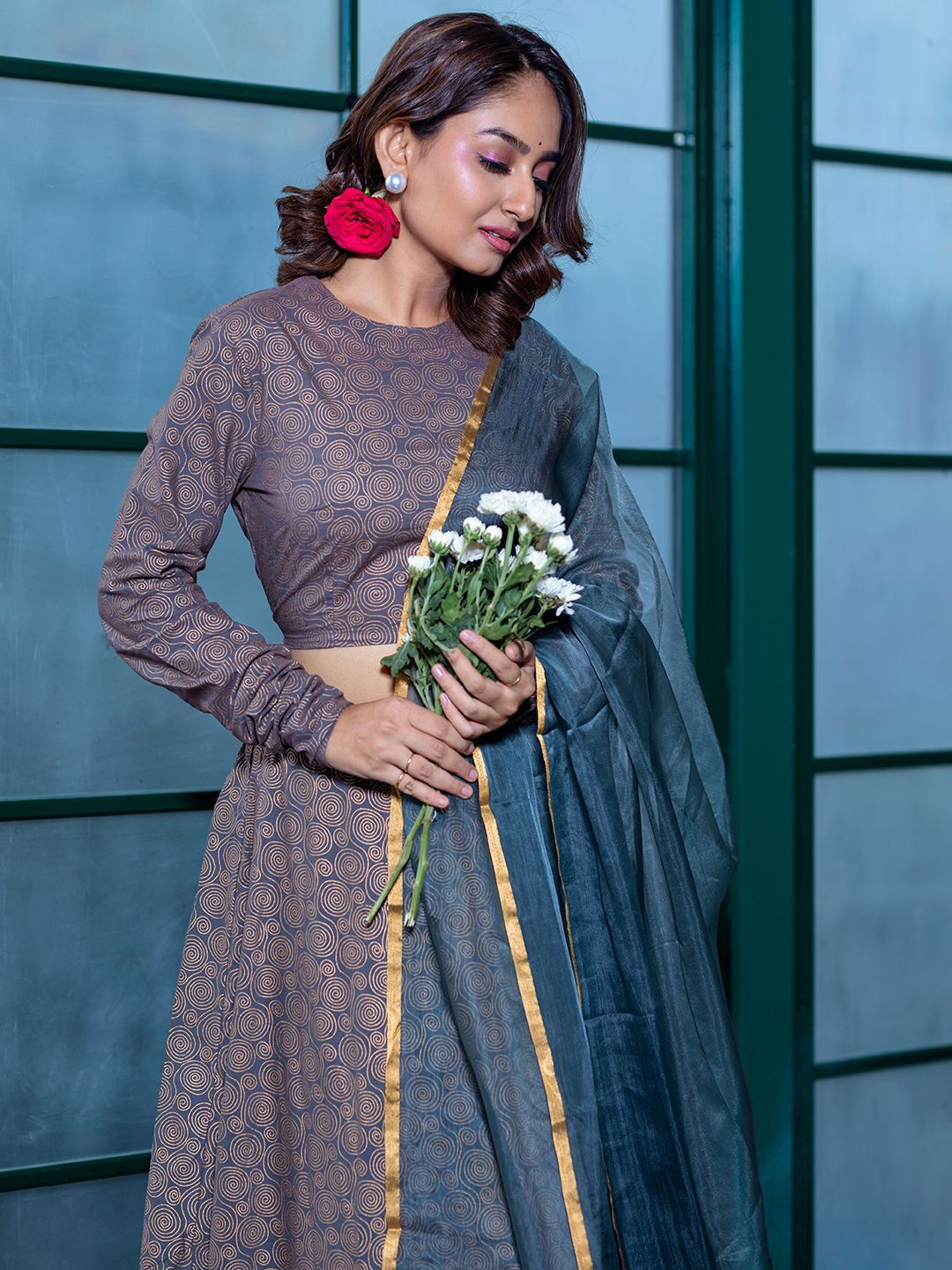 Sangria Printed Lehenga Choli With Dupatta